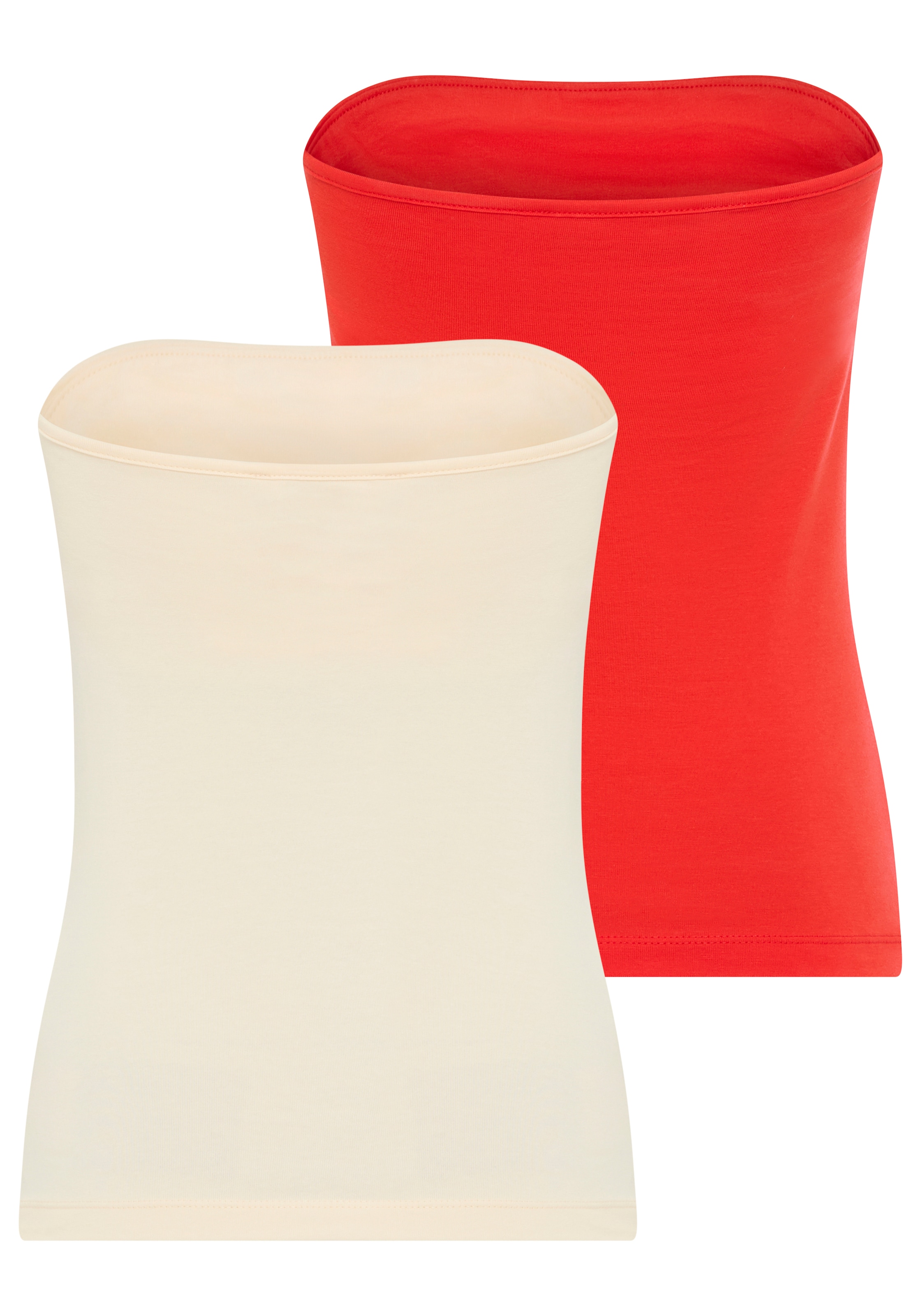 Melrose Top en bandeau 2er-Pack,  mit Raffung an der Naht, durchgestepptes Rumpfabschluss