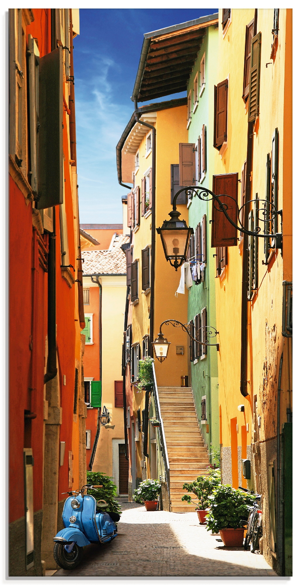 Glasbild »Altstadtgasse Riva del Garda«, Architektonische Elemente, (1 St.), in...