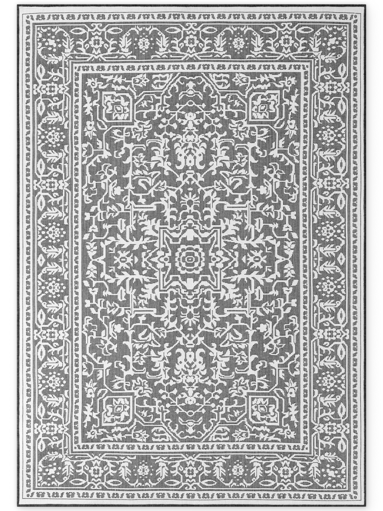 THE RUGS Kona Reversible Rug – Indoor Outdoor Flat Woven Polypropylene Low Pile in Black | Size: 160cm x 230cm