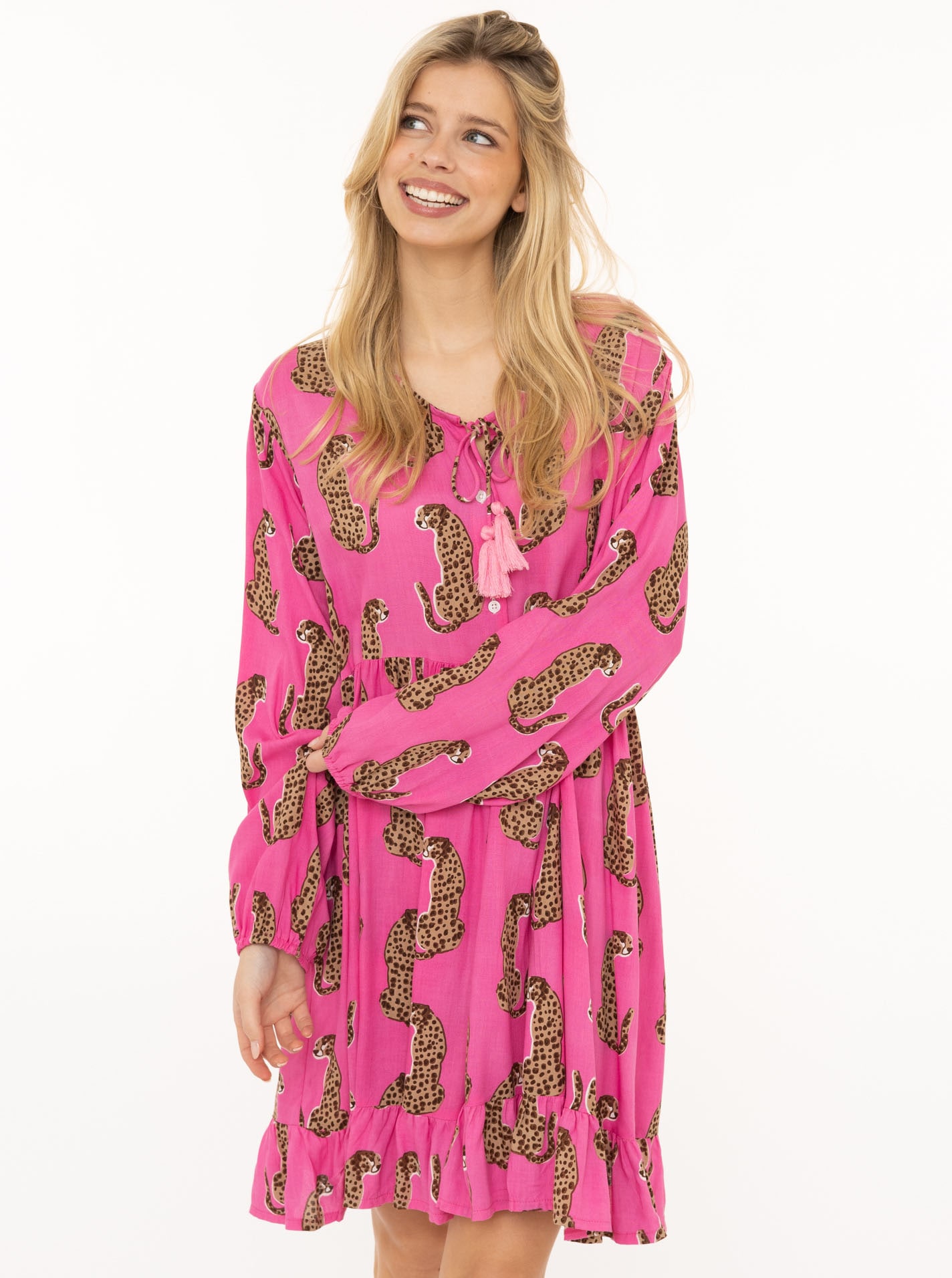 Zwillingsherz Robe en sweat »"Loevely Leopard"« Leopardenmotiv, mit Tassel, lange Ärmel, figurumspielend