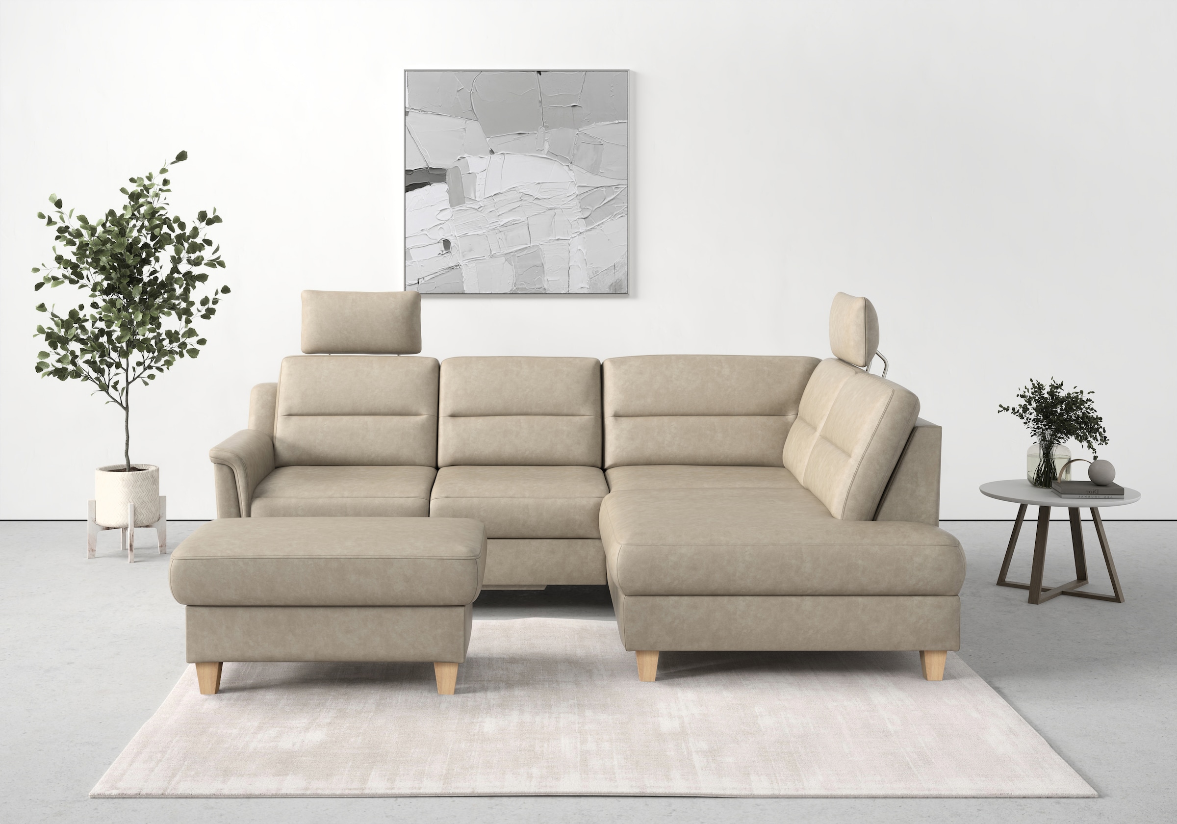 sit&more Stauraumhocker »Farö« mit Stauraum und Federkern und naturfarbenen Füssen