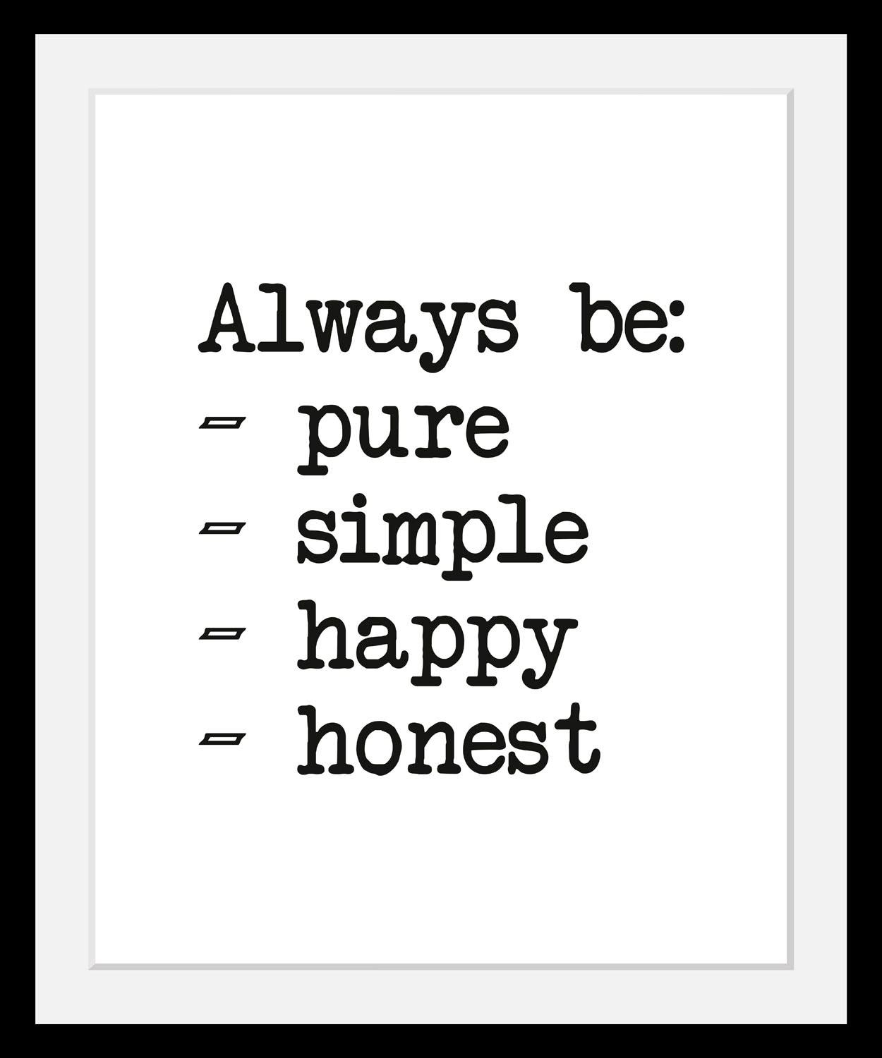 Image of queence Bild "Aufzählung" Motivationsbilder Schriftzug Schwarz-Weiss HD Premium Poster-Druck inkl. Holzrahmen