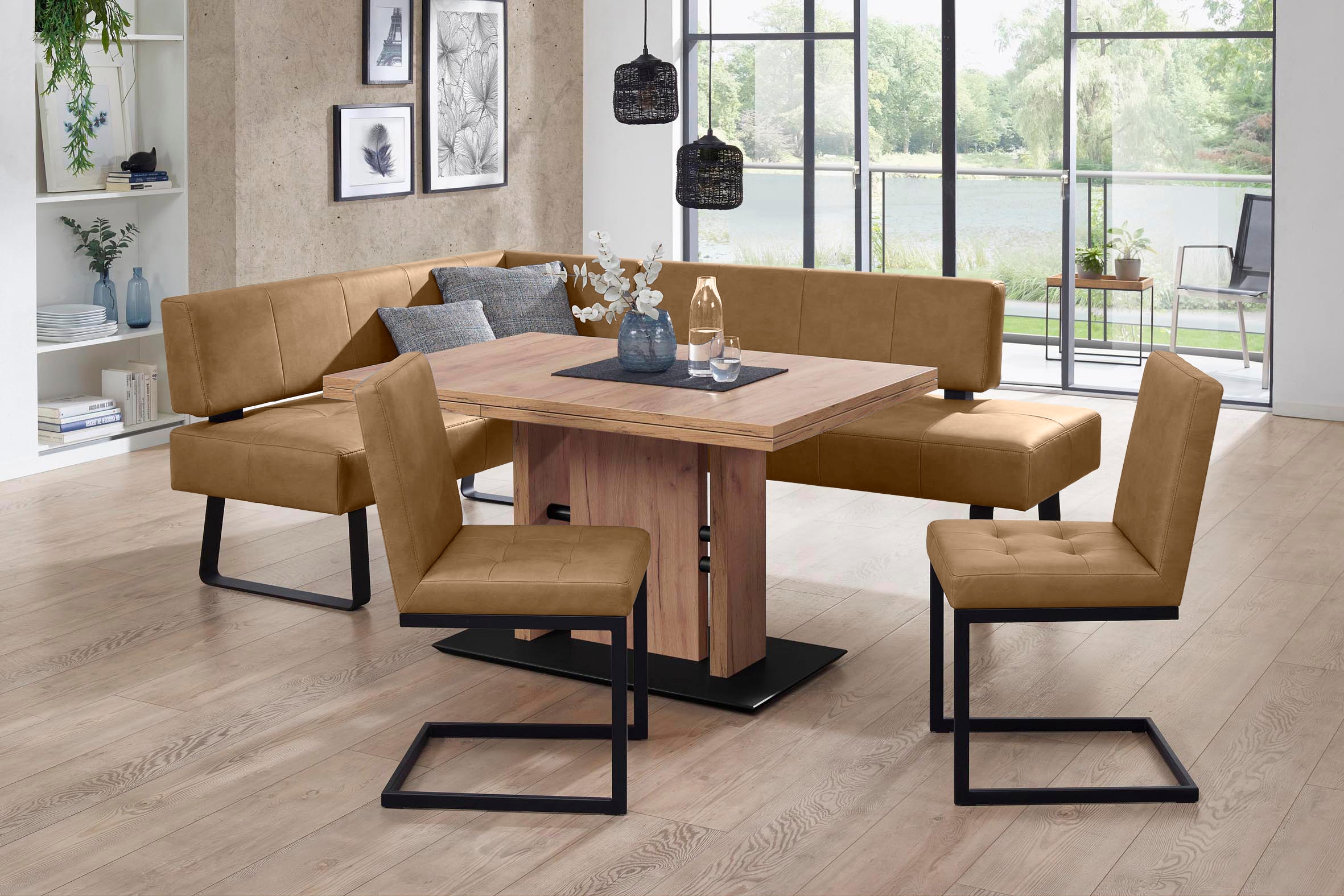 K+W Komfort & Wohnen »Spider II« 4 cuis tlg. longue jambe au choix en 2 largeurs, 2 fauteuils à bascule, 1 table