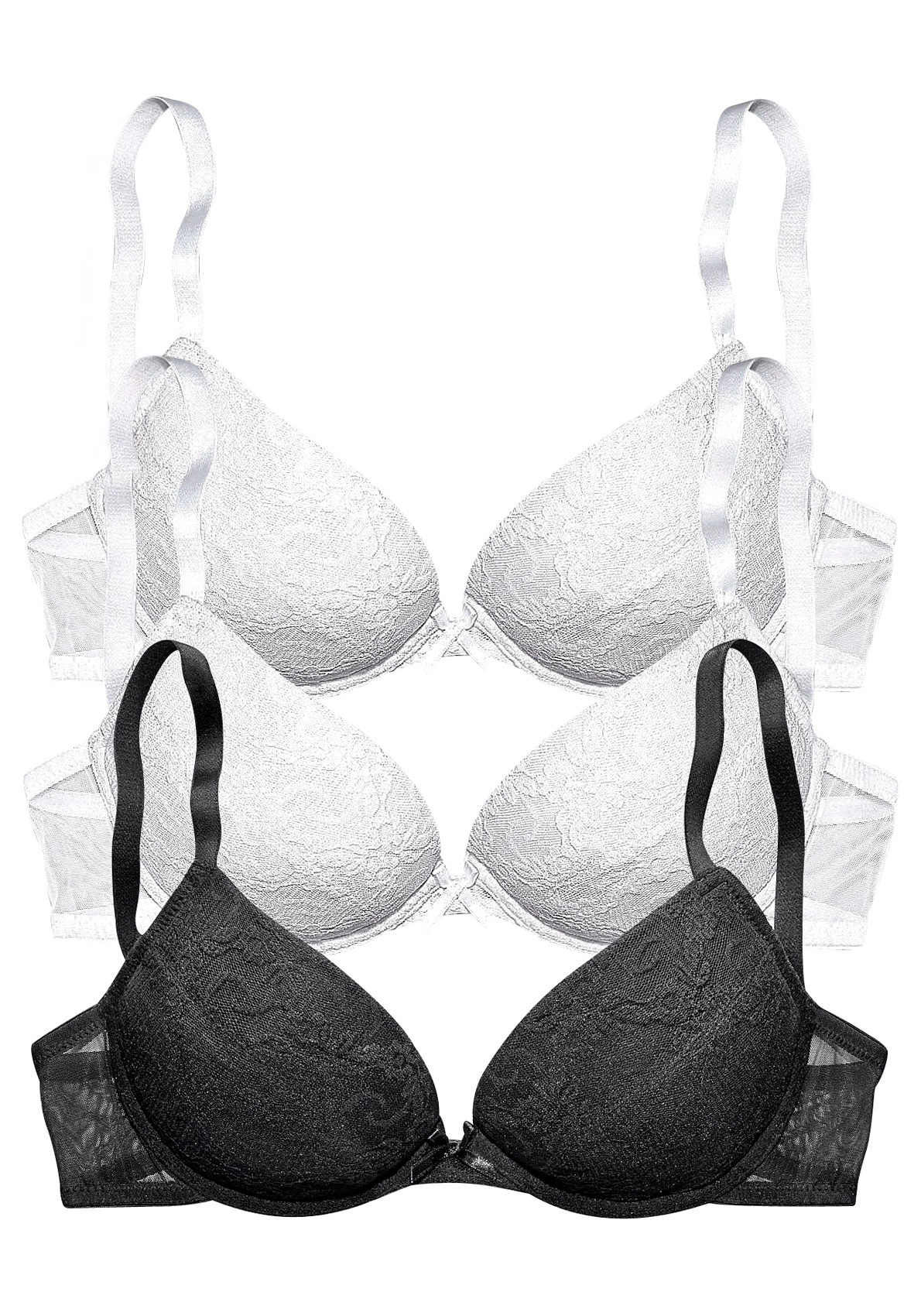 Image of petite fleur Push-up-BH Packung, 3 Stück, mit Bügel und herausnehmbaren Kissen, Dessous
