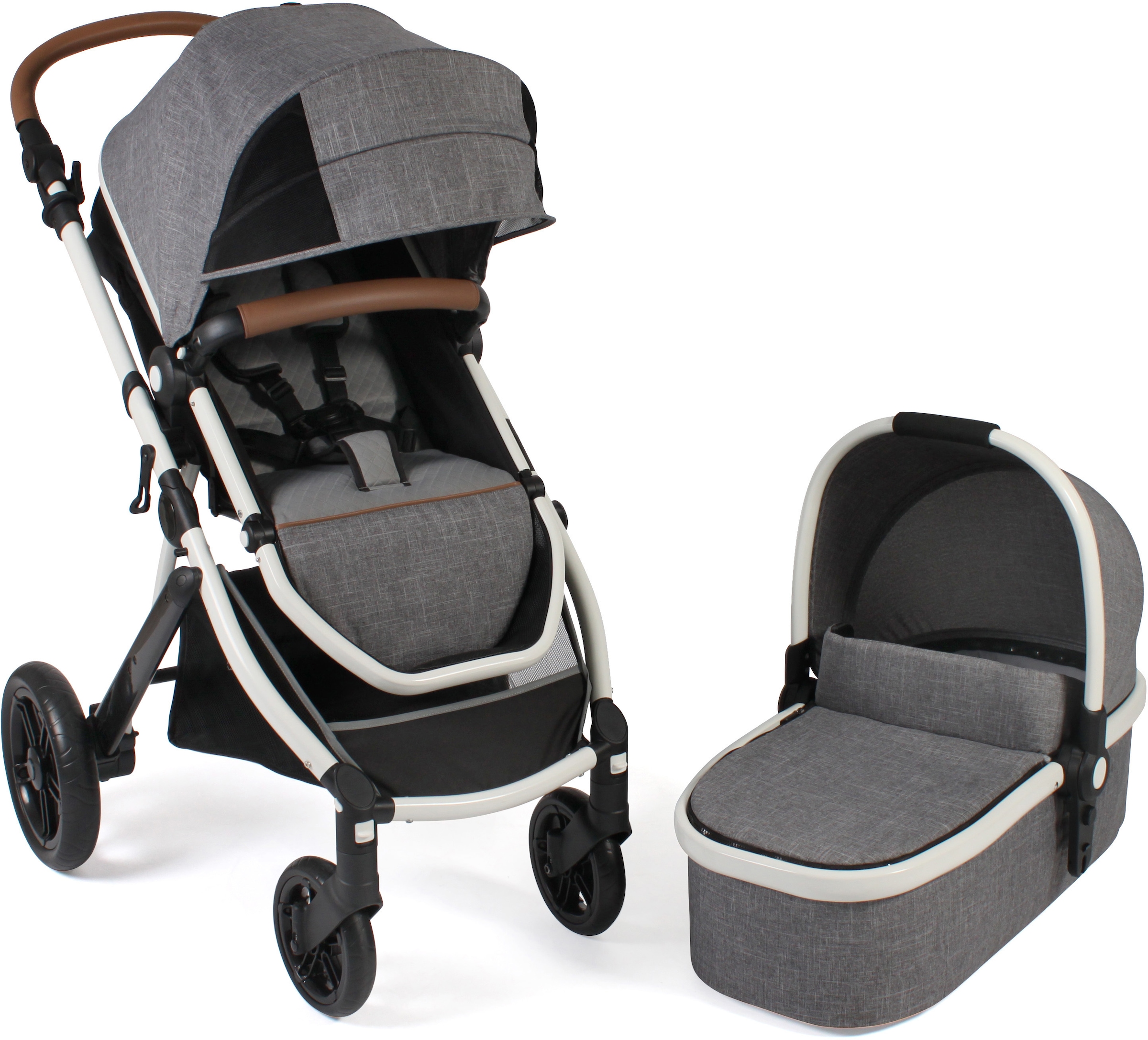 CHIC4BABY Kombi-Kinderwagen »Torre, Melange Grau«, 15 kg, ; Kinderwagen