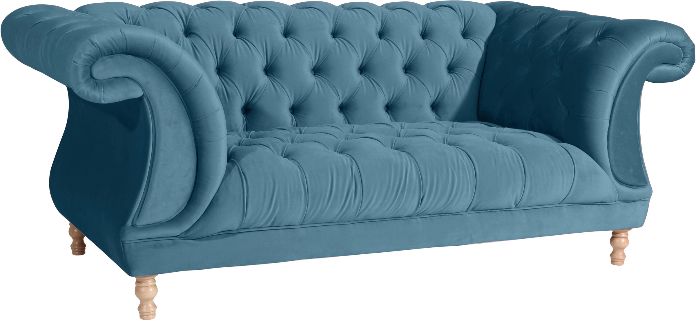 Max Winzer® Chesterfield-Sofa »Isabelle«, mit Knopfheftung & gedrechselten Füssen in Buche natur, Breite 200 cm