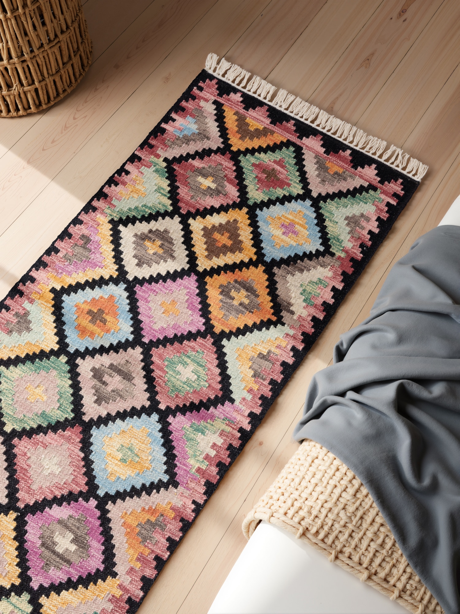 HANSE Home Teppich »Kelim Zara« rechteckig 3 mm Höhe Wolle, Baumwolle, Natur, Handgewebt, orientalisch, Boho, traditionell