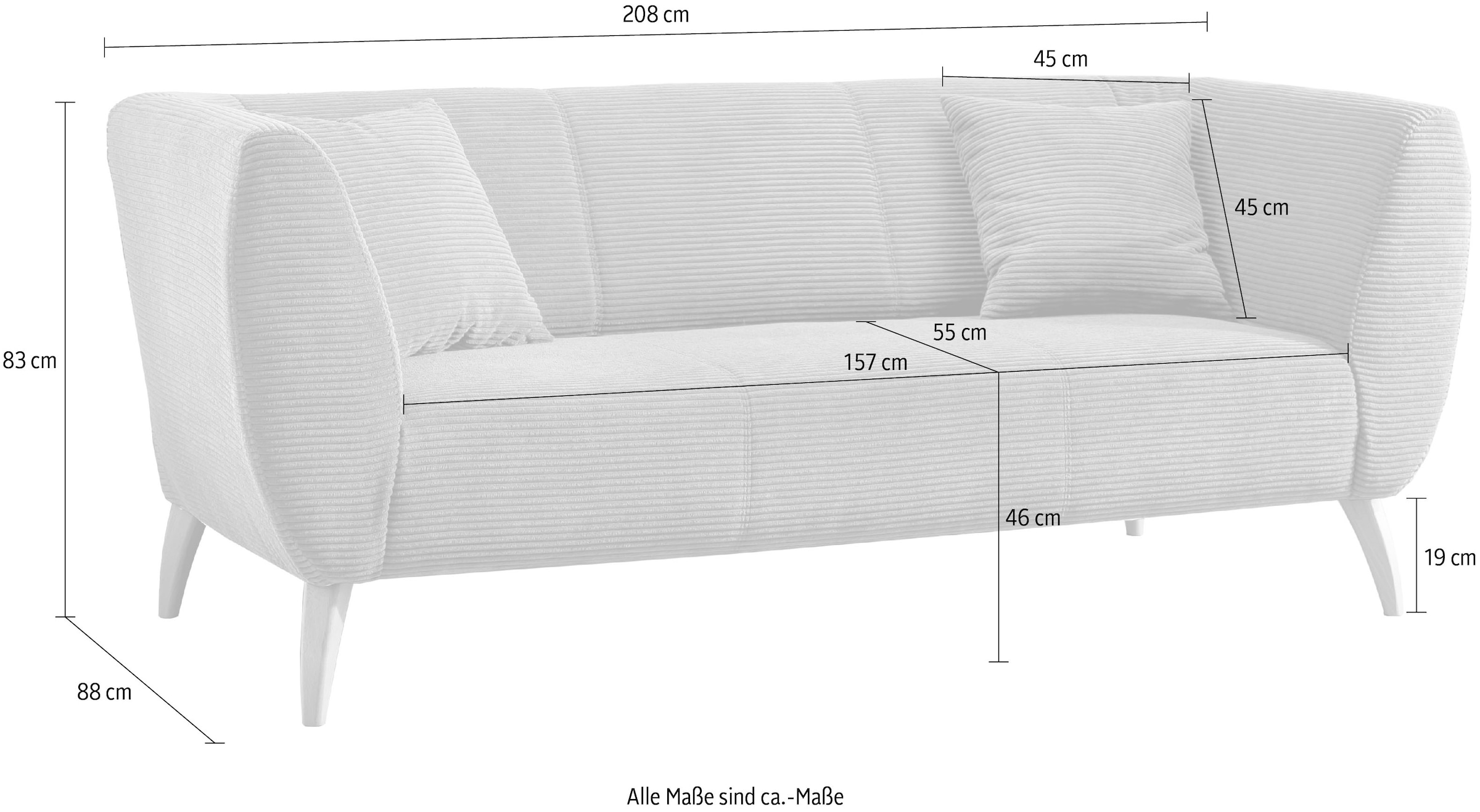 INOSIGN 3-Sitzer zwei verschiedene Fussfarben wählbar