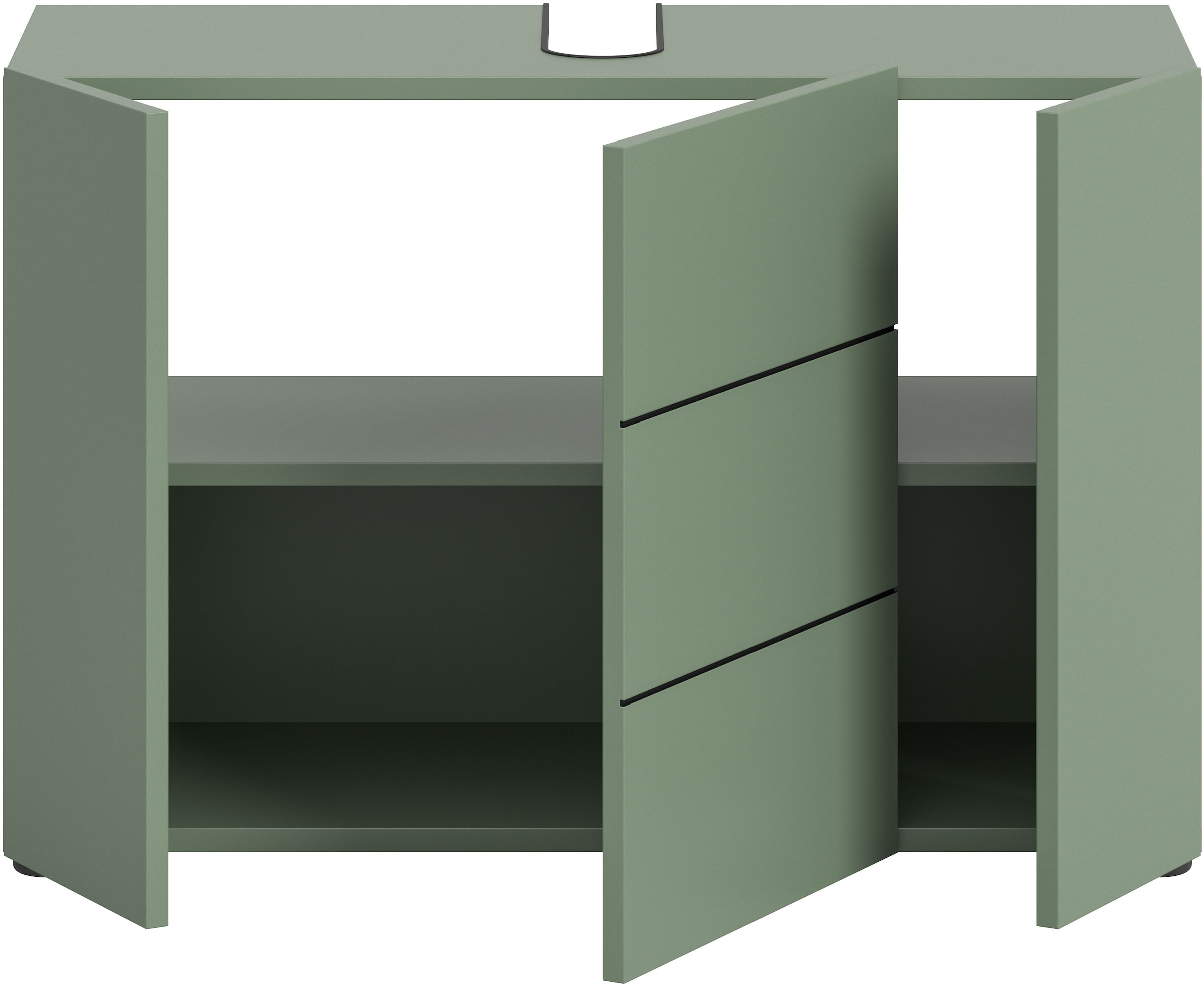 welltime Armoire sous lavabo »BIEL, Breite: 82 cm, 3 Türen, 4 Fächer, Siphonausschnitt« 1 cuis tlg. meuble sous lavabo, meuble bas, WBU, salle de bain, bain