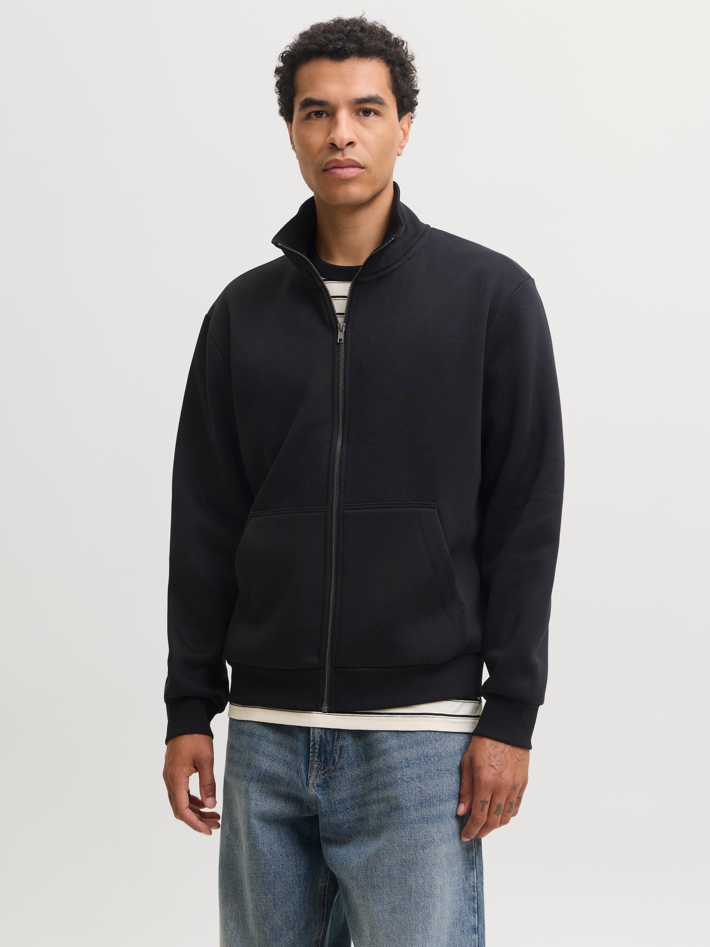 Image of Jack & Jones Sweatjacke "JJEBRADLEY SWEAT ZIP HN NOOS" Materialmix, regular fit