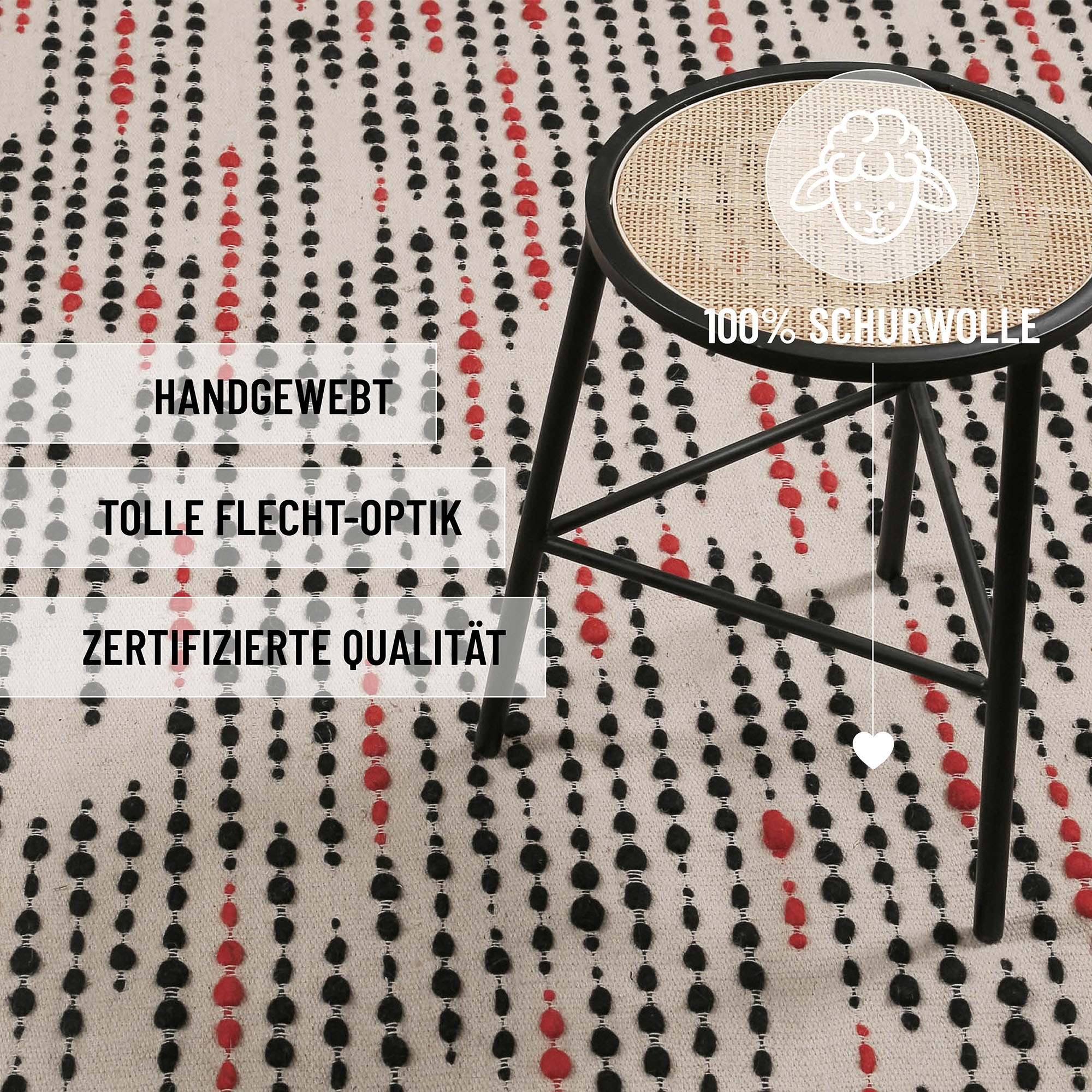 Wecon home Tapis »London Red« Rectangulaire 11 mm Höhe handgewebt, robust, strapazierfähig, skandinavisch, Naturfaser