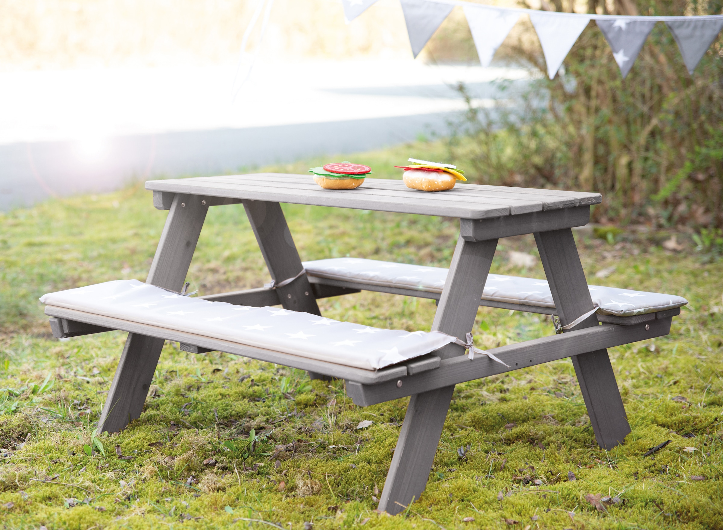 roba® Kindersitzgruppe »Picknick for 4 Outdoor Deluxe, Grau«, mit abgerundeten Ecken