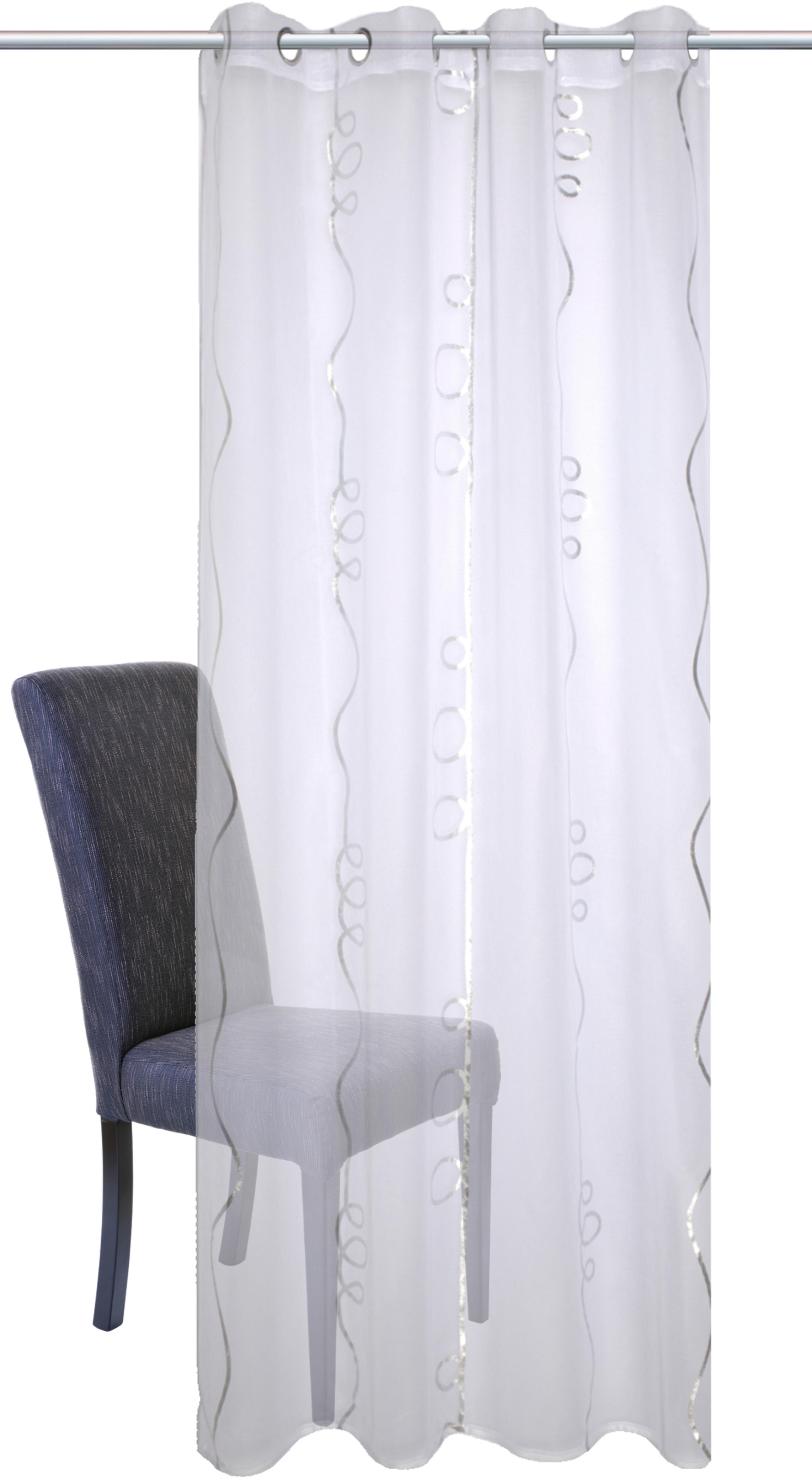 Image of HOME WOHNIDEEN Gardine »LOOPY«, (1 St.), HxB: 245x140, Ösenschal mit Silberfarbendruck bei Ackermann Versand Schweiz