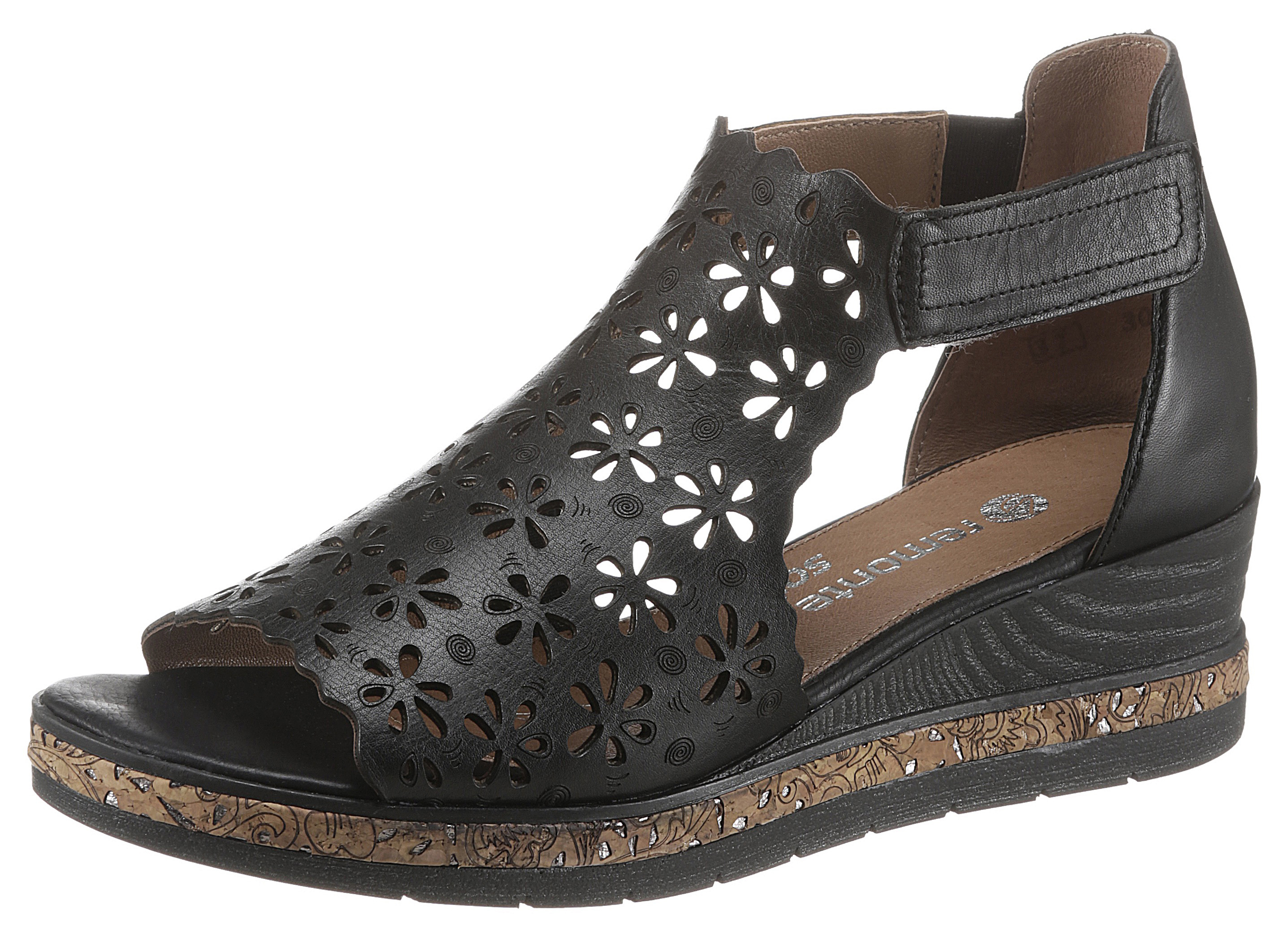 Keilsandalette, mit floralem Laser-Muster