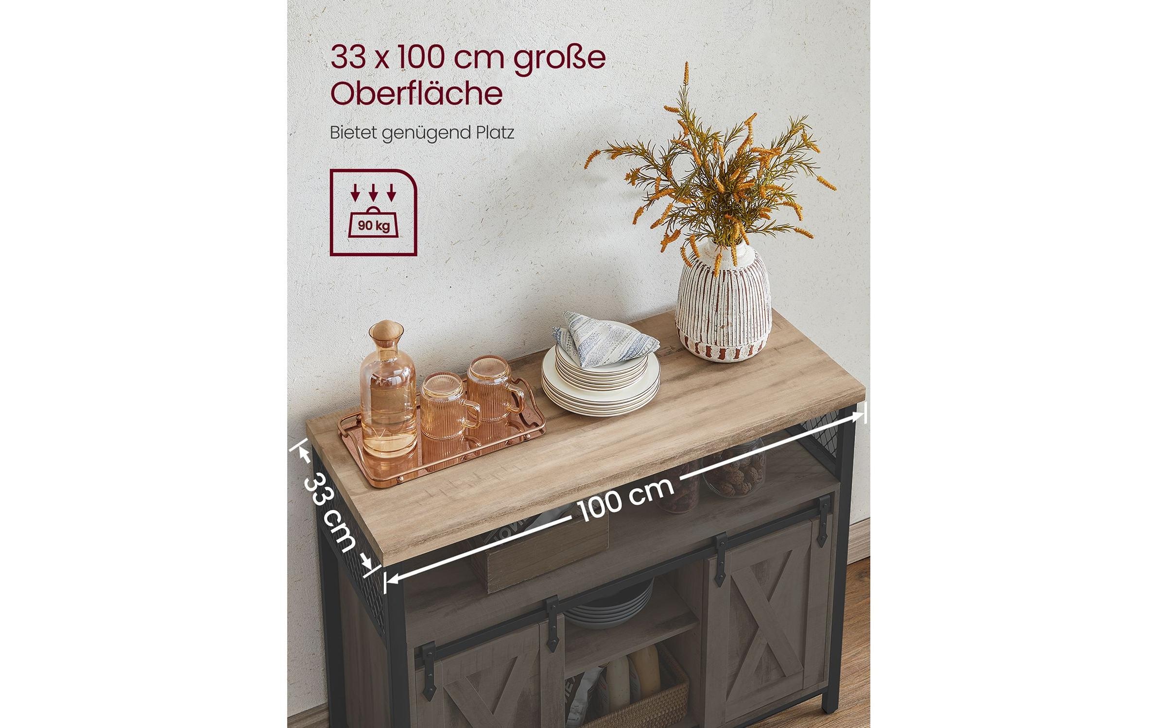VASAGLE Kommode »VASAGLE Kommode 100 x 80 cm, Braun/Schwarz«