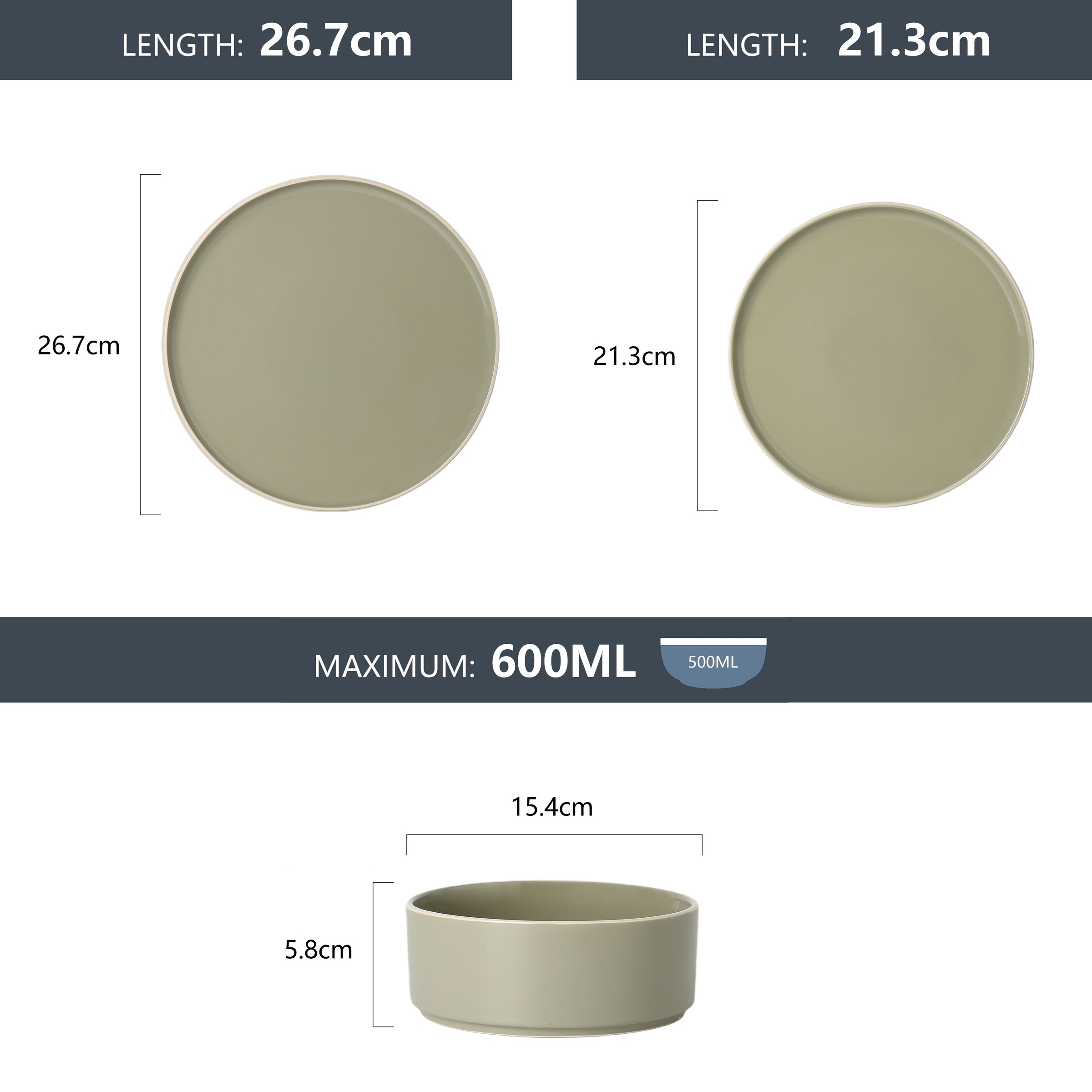 GOODproduct Geschirr-Set »Ylvii, aussen matt, innen glänzend« spülmaschinenfest und mikrowellengeeignet