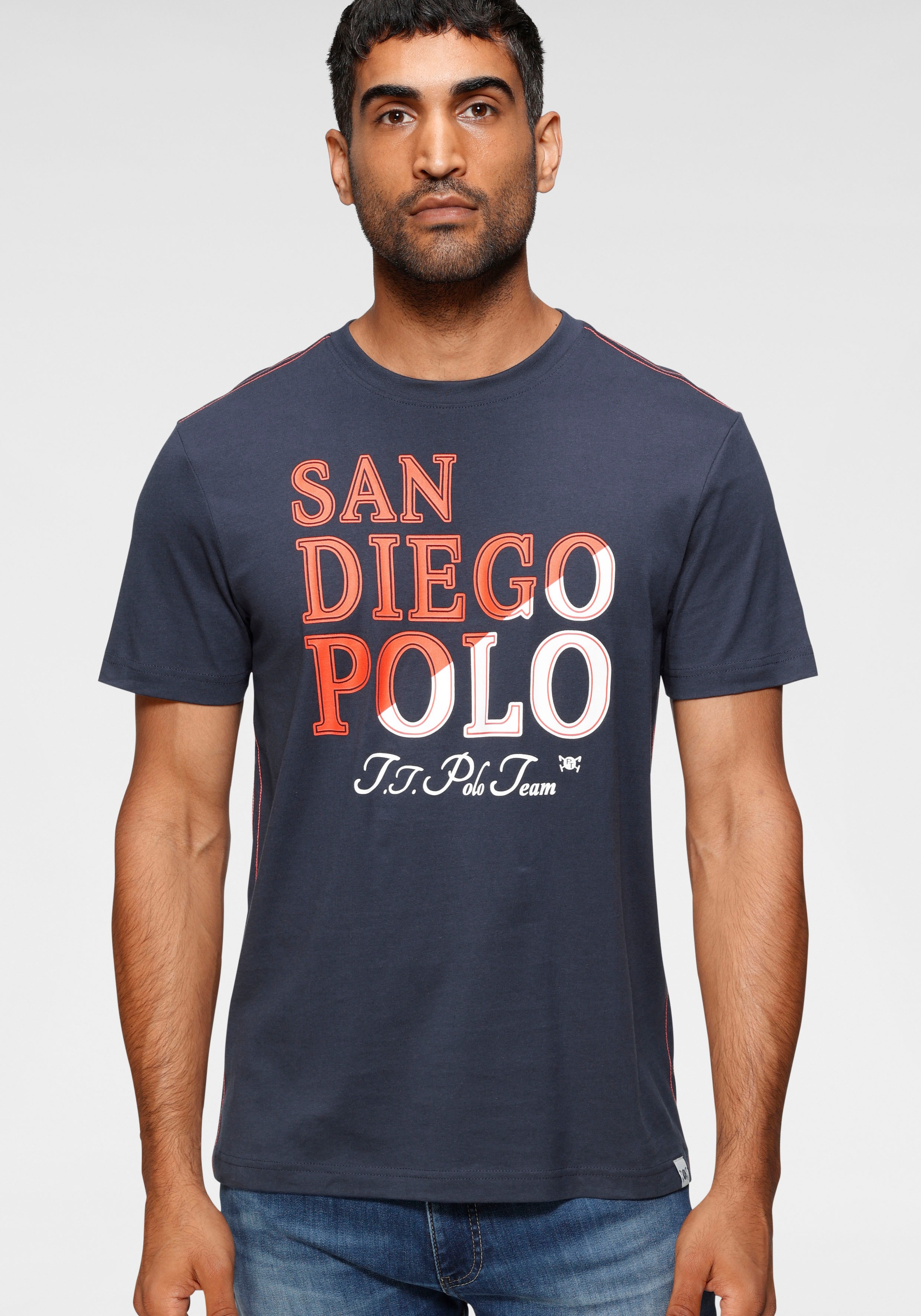 Image of TOM TAILOR Polo Team Rundhalsshirt, mit farbigem Logo-Front-Print bei Ackermann Versand Schweiz