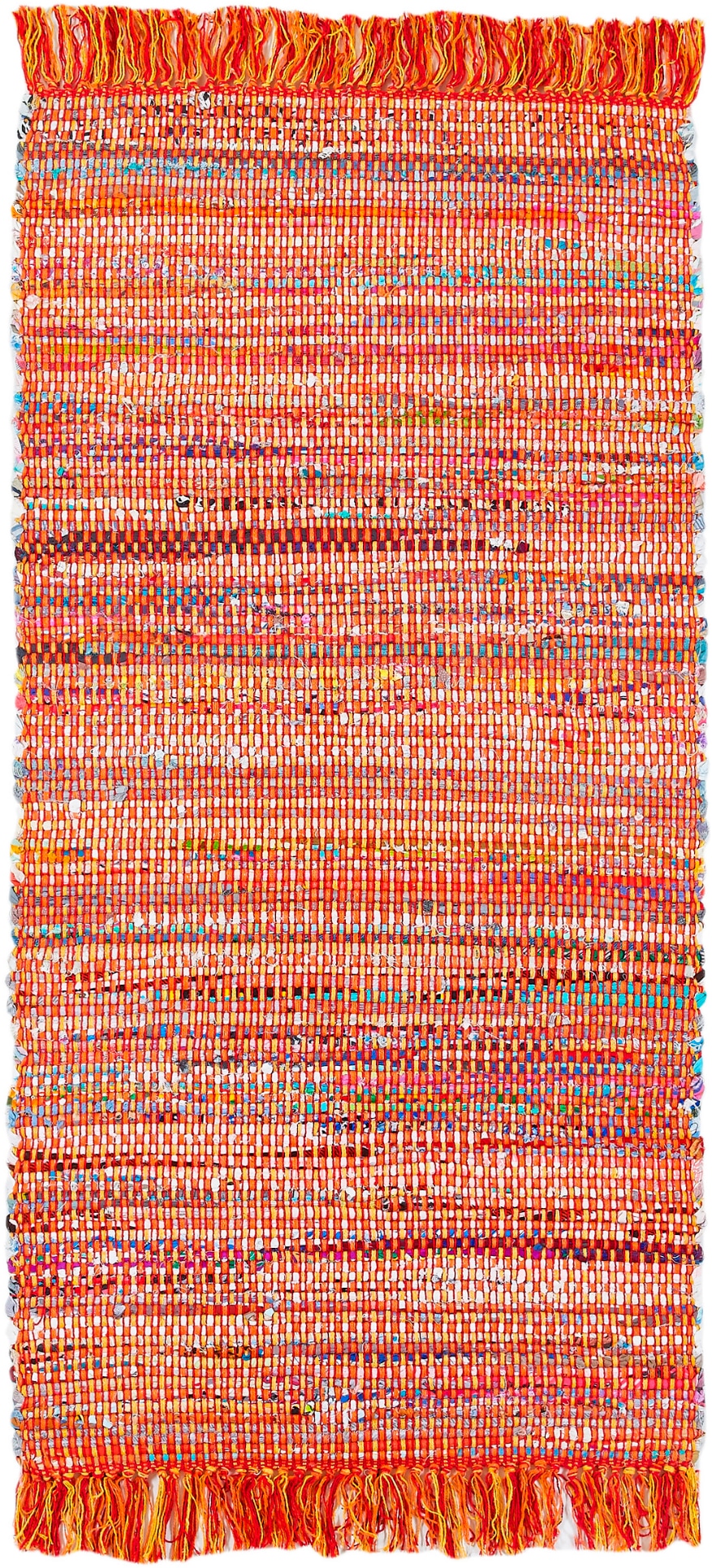 Andiamo Tapis »Frida« Rectangulaire 8 mm Höhe Handweb Teppich, Fleckerl, reine Baumwolle, handgewebt, mit Fransen