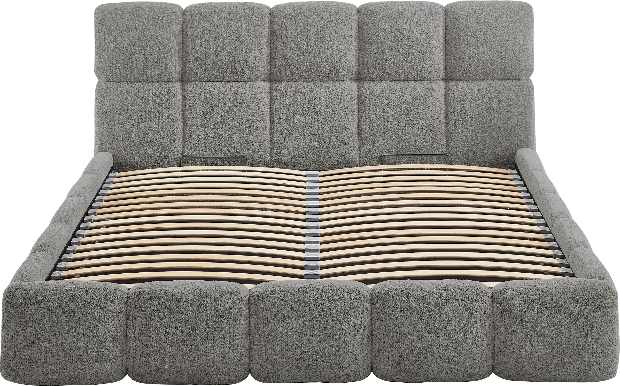 ATLANTIC home collection Polsterbett »"Jane" mit grossen Stauraum«, luxurious gepolstertes Kopfteil und Rahmen, Bezug mit Bouclécharakter