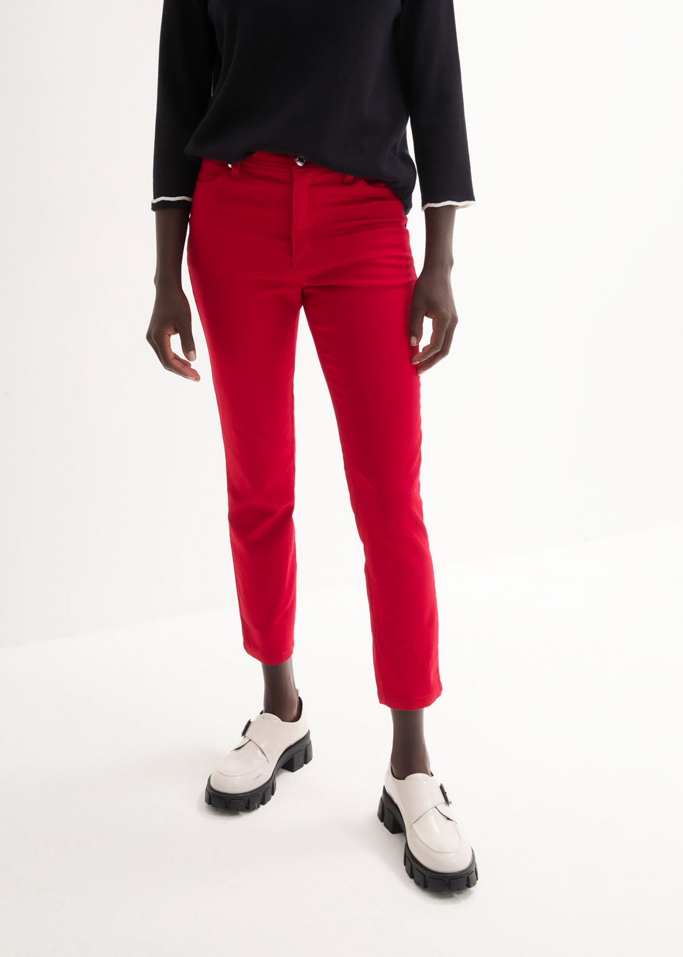 bonprix Pantalon stretch »Stretchhose aus Baumwolle«  aus Baumwolle, Polyester und Elasthan, Slim Fit Passform, 7/8-Länge