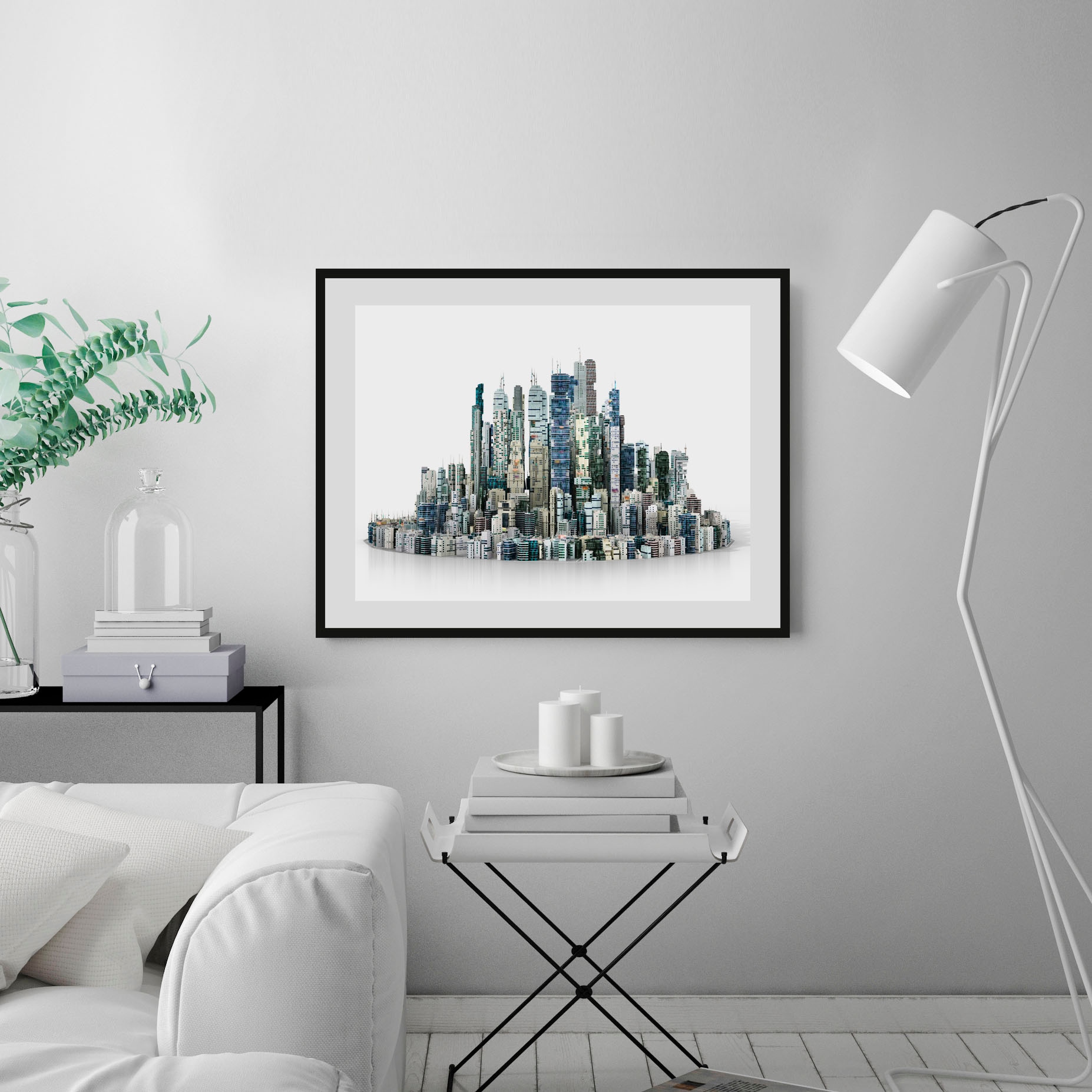 Image of queence Bild "Big City Life" Amerika Bilder von Amerika Gebäude Kunst Stadt Städte 1 Stk. tlg. HD Premium Poster-Druck inkl. Holzrahmen