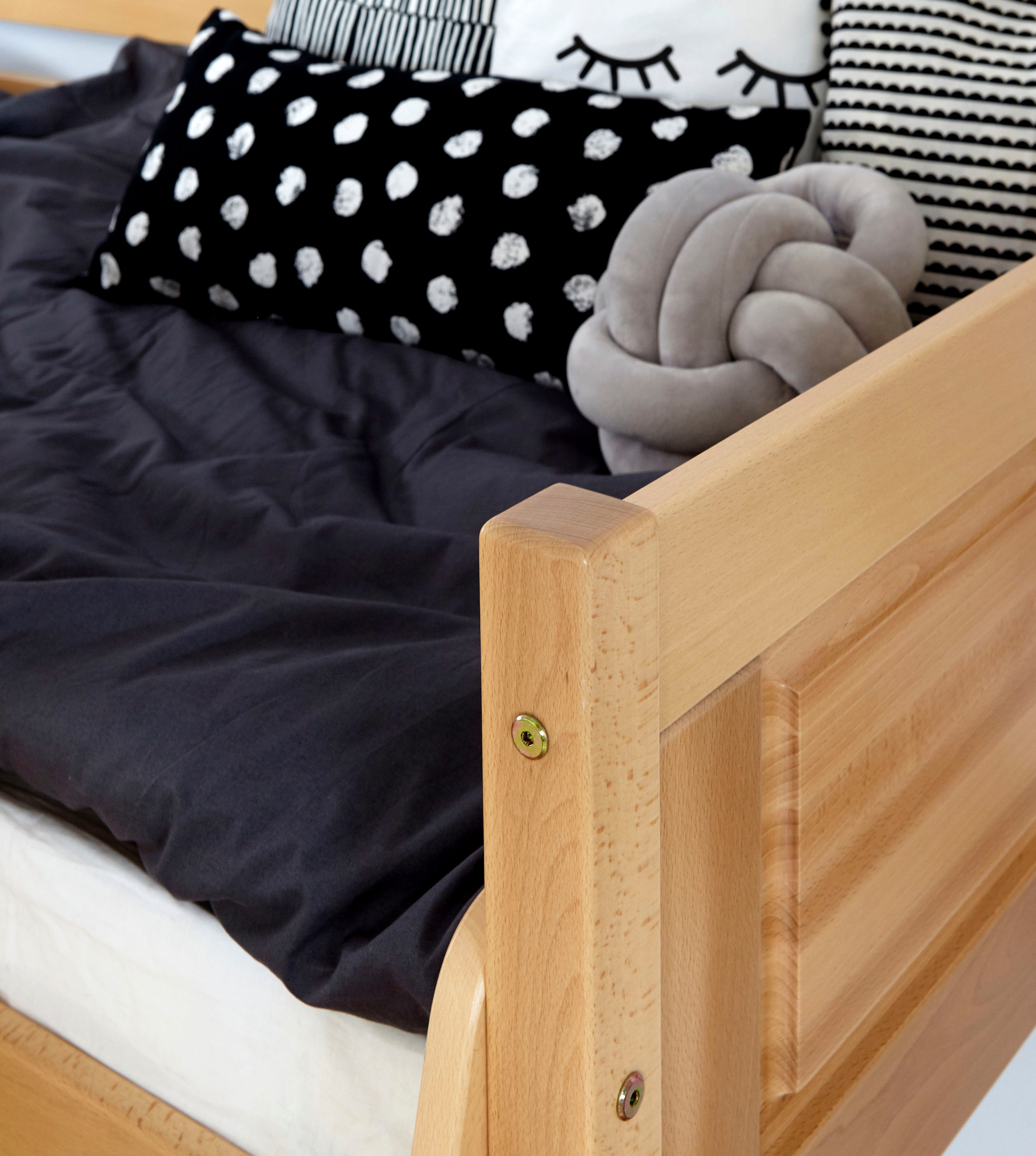 Ticaa Hochbett »Ekki«, mit Rollrost wahlweise mit Matratze, Buche