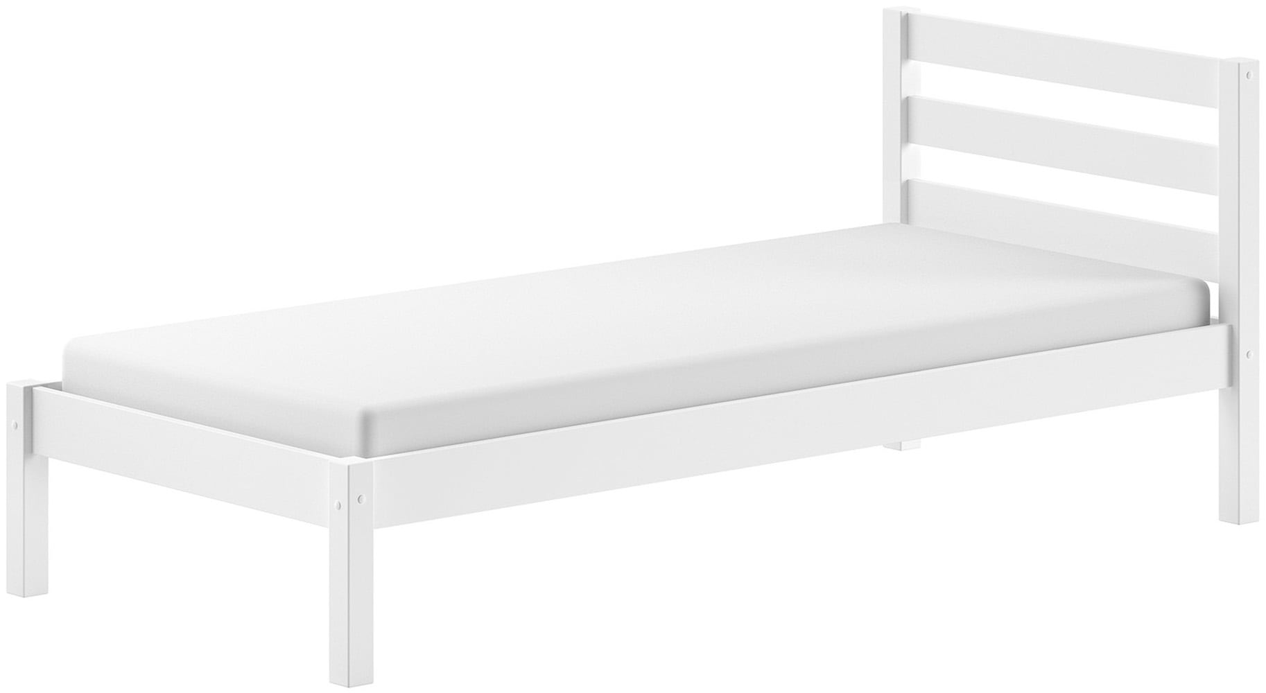 Image of Vipack Massivholzbett "Pino, universell einsetzbar, gradliniges Design, Made in Europe" B: 211 x H: 84,4 x T: 97,5 cm, Liegefläche 90/200 cm, stabil gebaut, inkl. Rolllattenrost, Kiefer massiv, in Natur oder Weiss lackiert