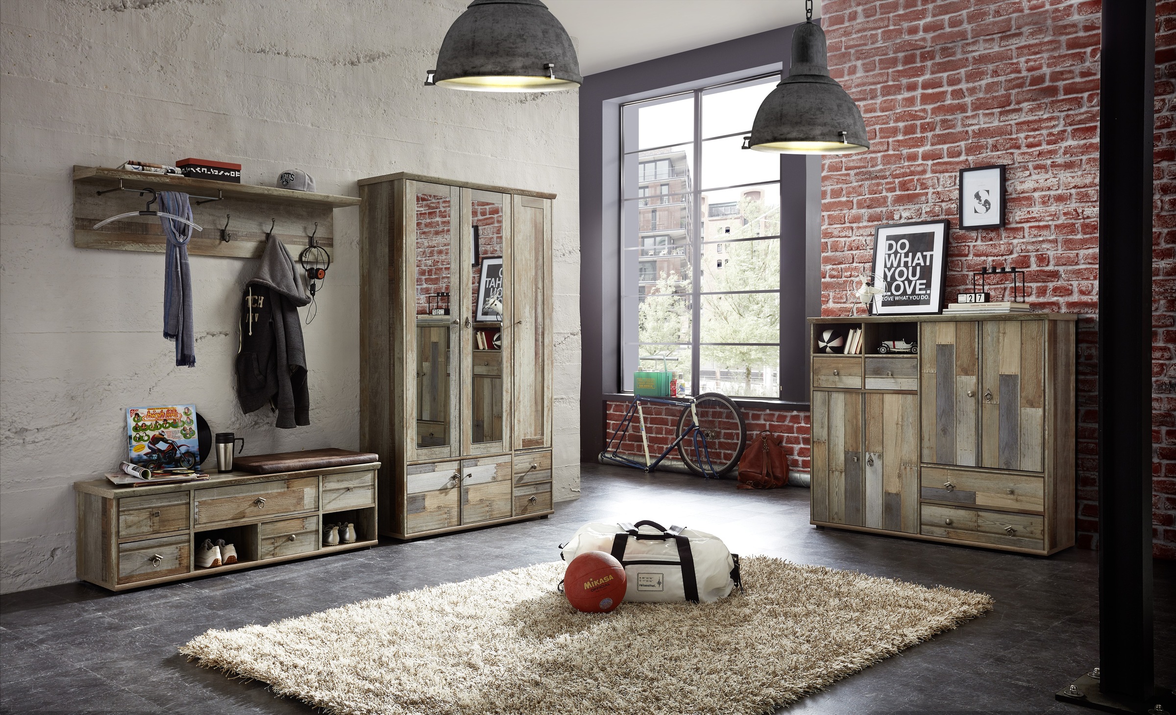 Innostyle Garderobenpaneel »BONANZA« 1 Stk. tlg. 1 Ablageboden, 1 Kleiderstange, 3 Doppelhaken