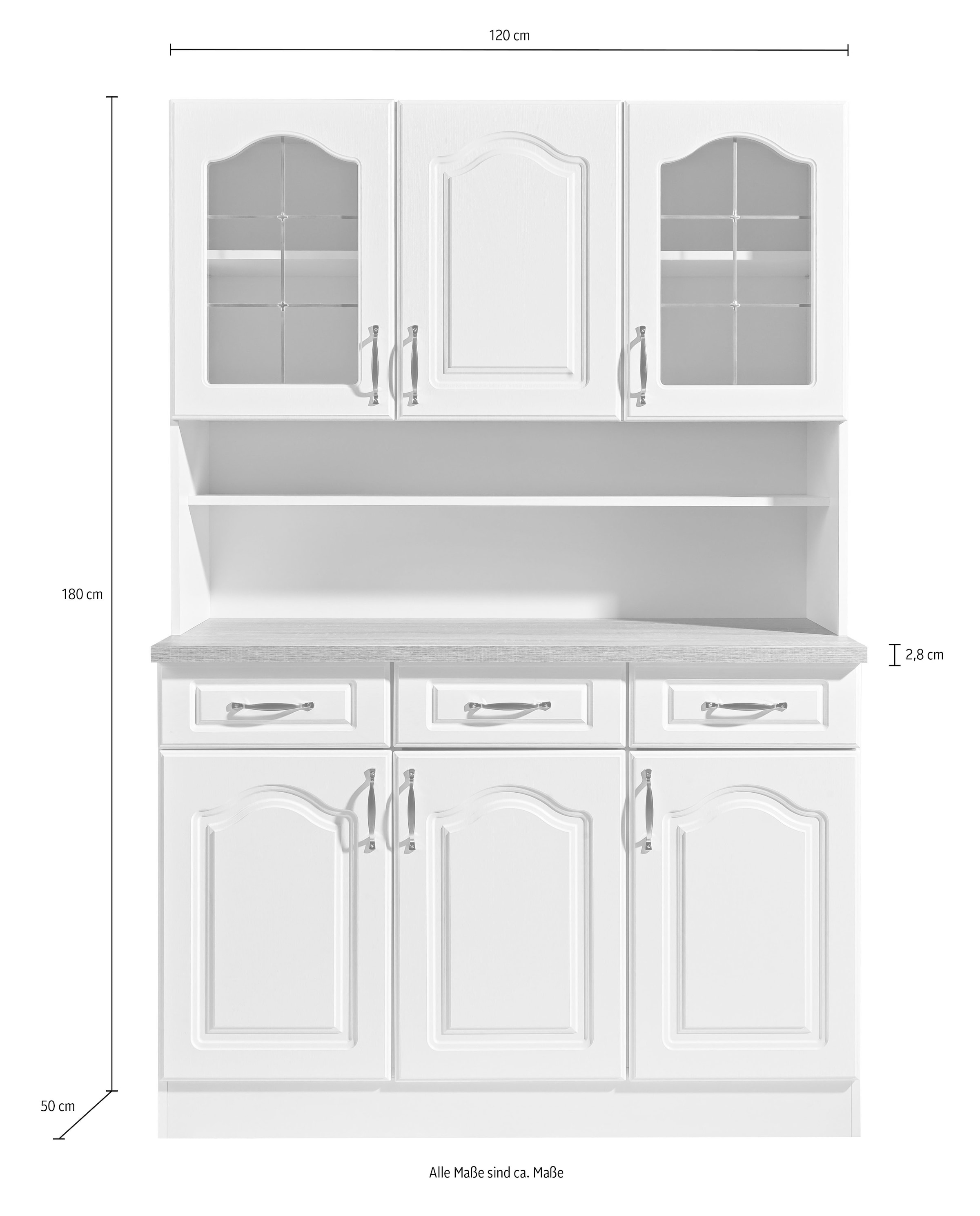 wiho Küchen Buffet de cuisine »Linz« 120 cm breit, in Landhaus-Optik