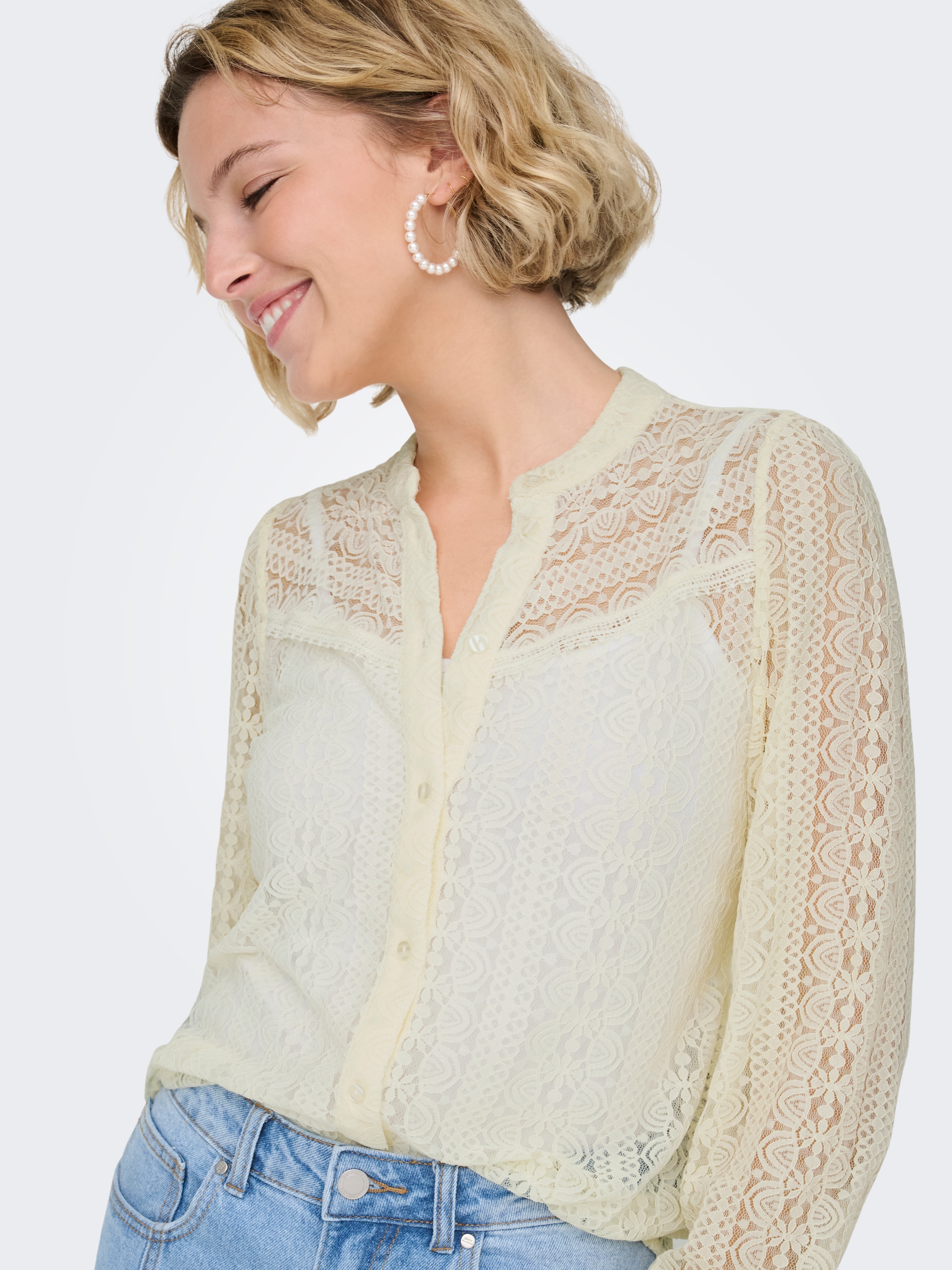 ONLY Blouse en dentelle »ONLREBA LACE L/S SHIRT WVN NOOS«
