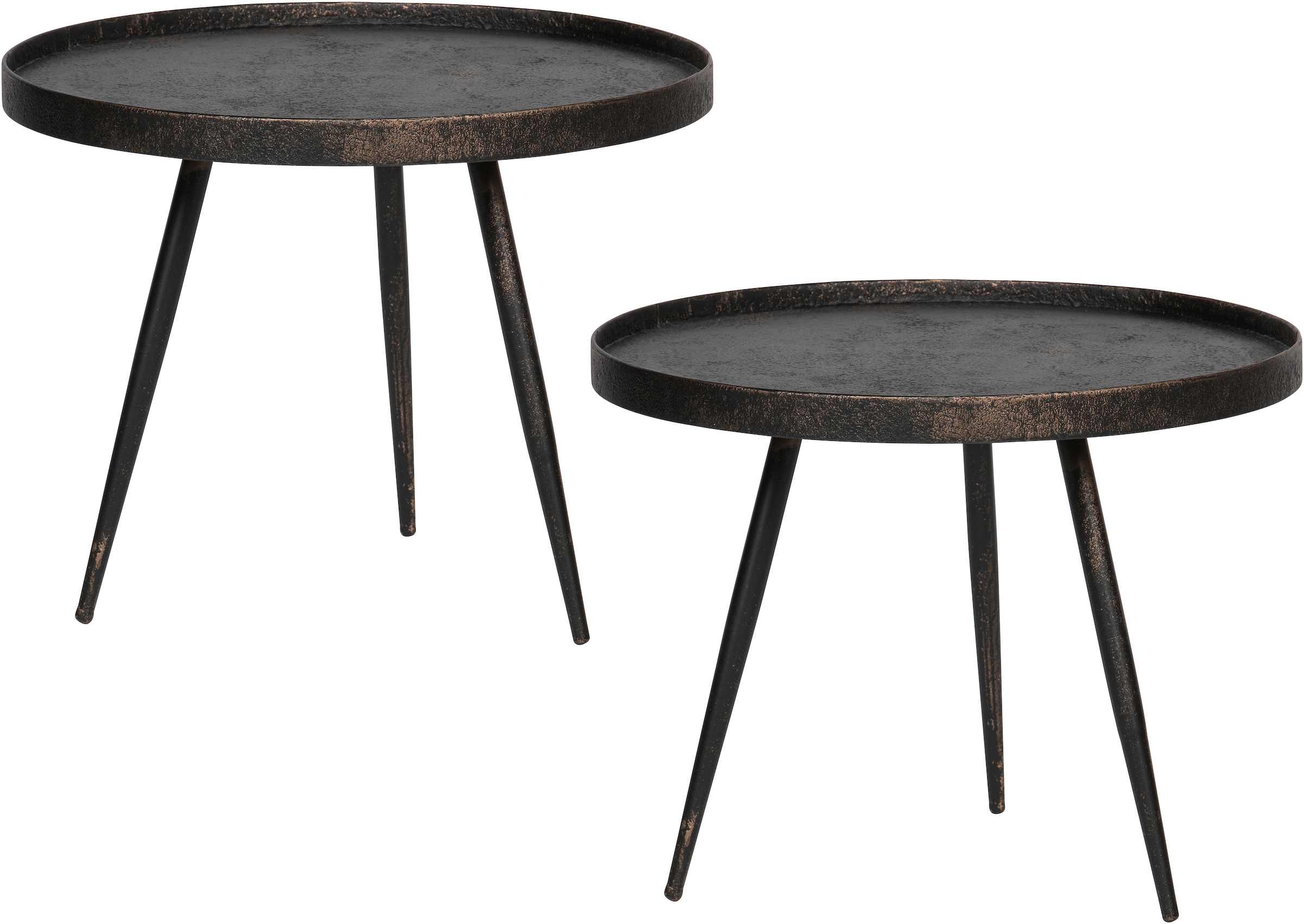 WOOOD Beistelltisch »Bounds mit Multiplex-Zinkbeschichtung und Metallbeinen Ø 58 x H 44 cm« 4 cm Randerhöhung, Tragkraft 20 kg, Metallbeine Höhe 40 cm