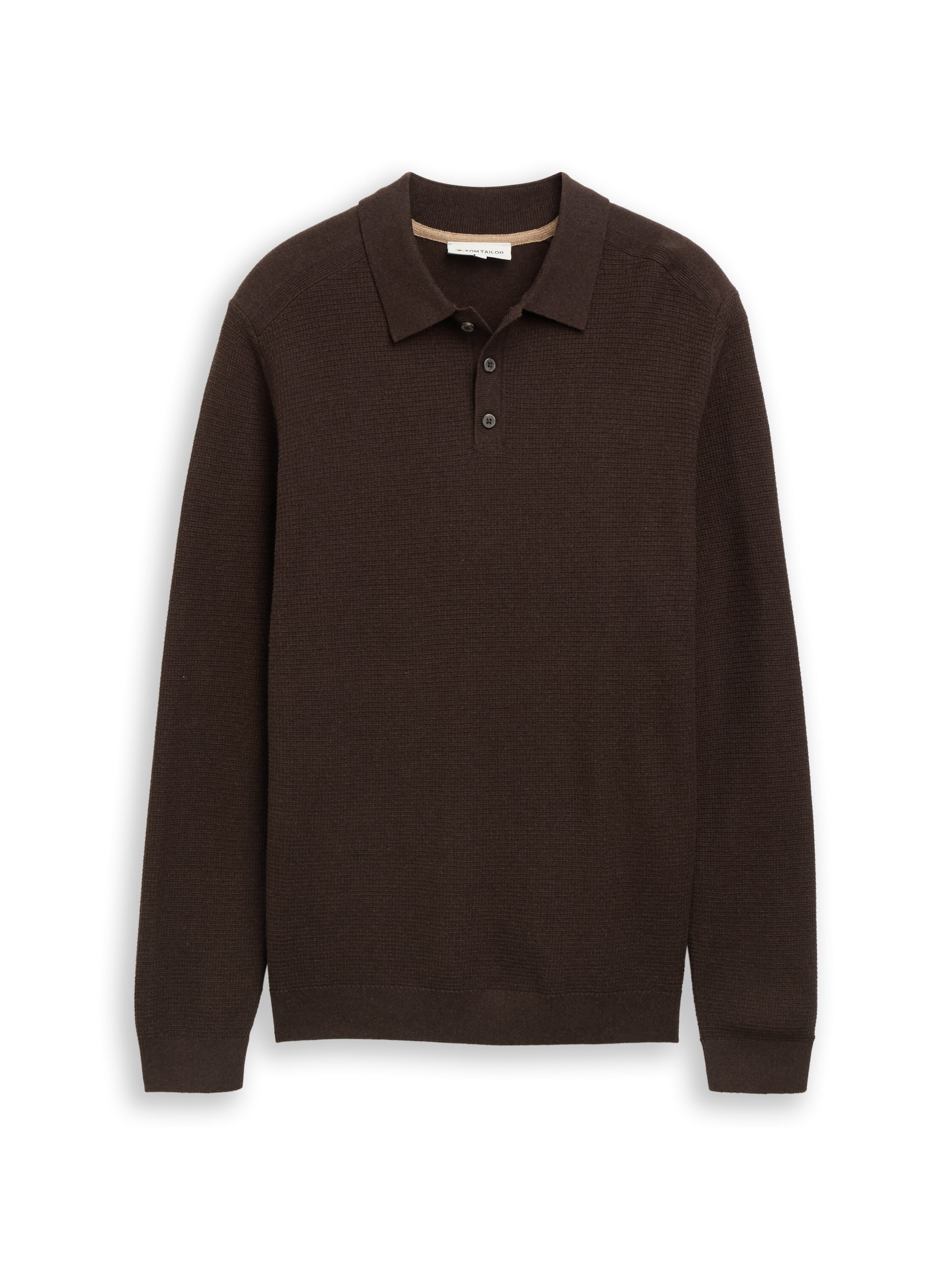 TOM TAILOR Pull à col polo uni / coton pur