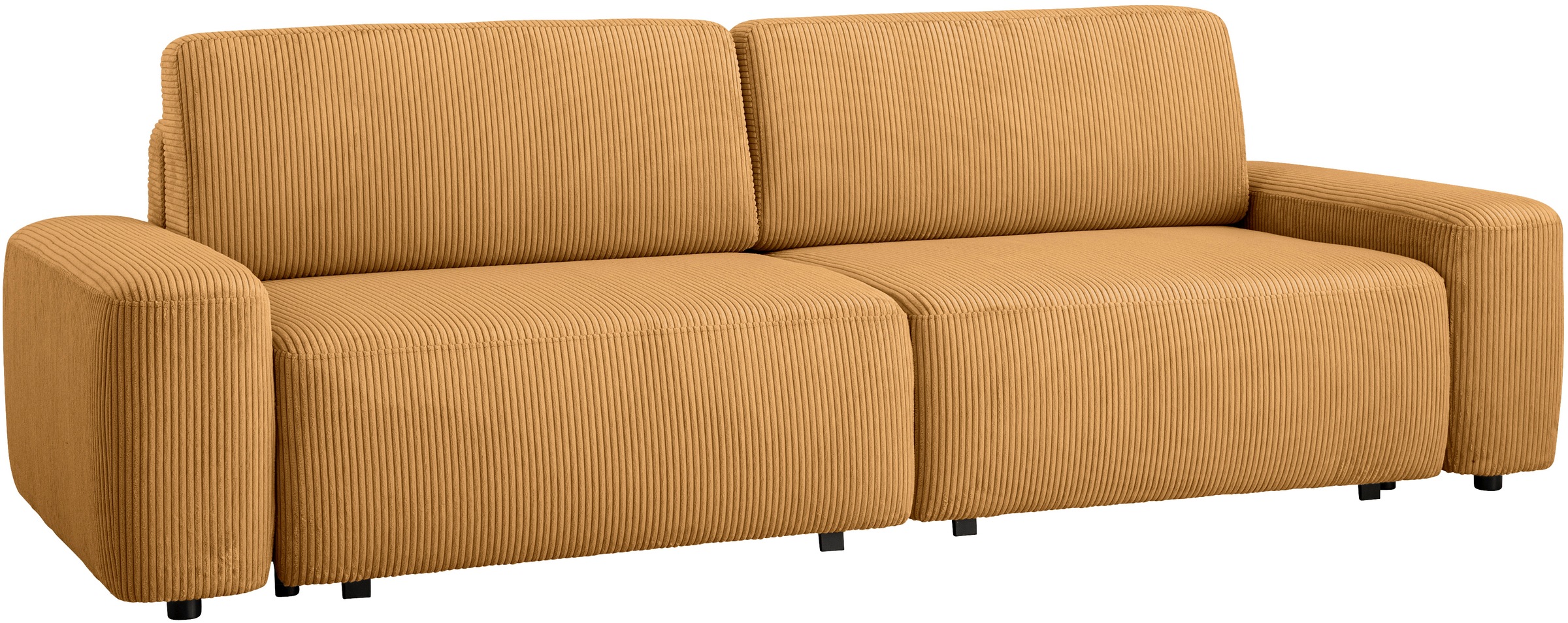 INOSIGN 3-Sitzer »TORGE (257cm), Sofa,Schlafsofa in Cord, Samtvelours, Struktur fein«, rundes Design, Schlaffunktion u. Bettkasten, Liegefläche: 135/200 cm