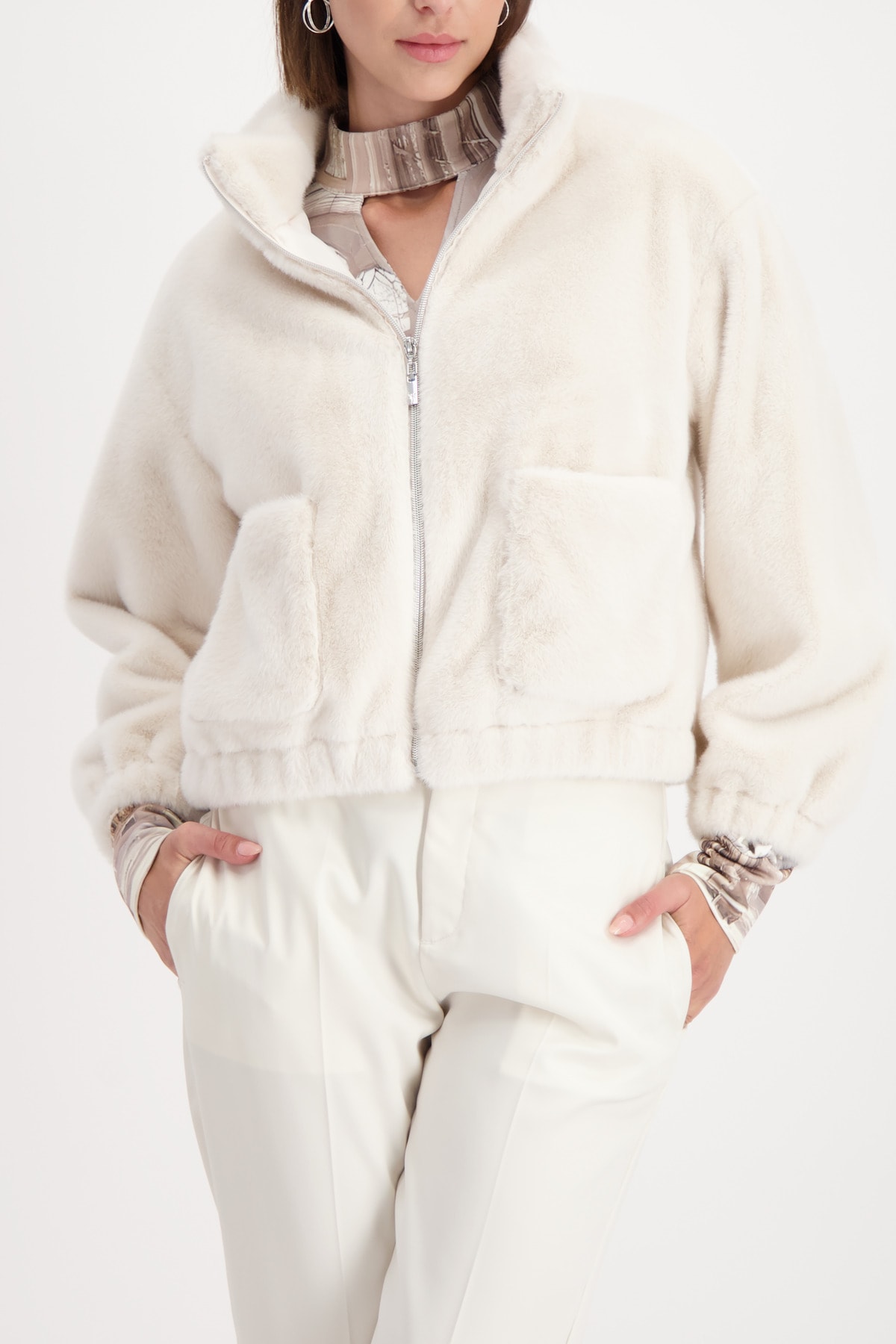 Image of Monari Fellimitatjacke "Jacke fake fur" ohne Kapuze Regular fit mit Stehkragen