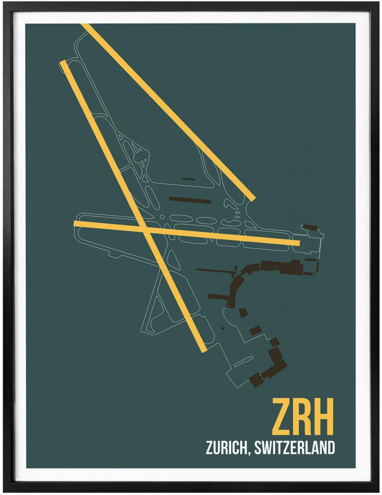 Wall-Art Poster »Wandbild ZRH Grundriss Zürich«, Grundriss, (1 St.), Poster ohne Bilderrahmen