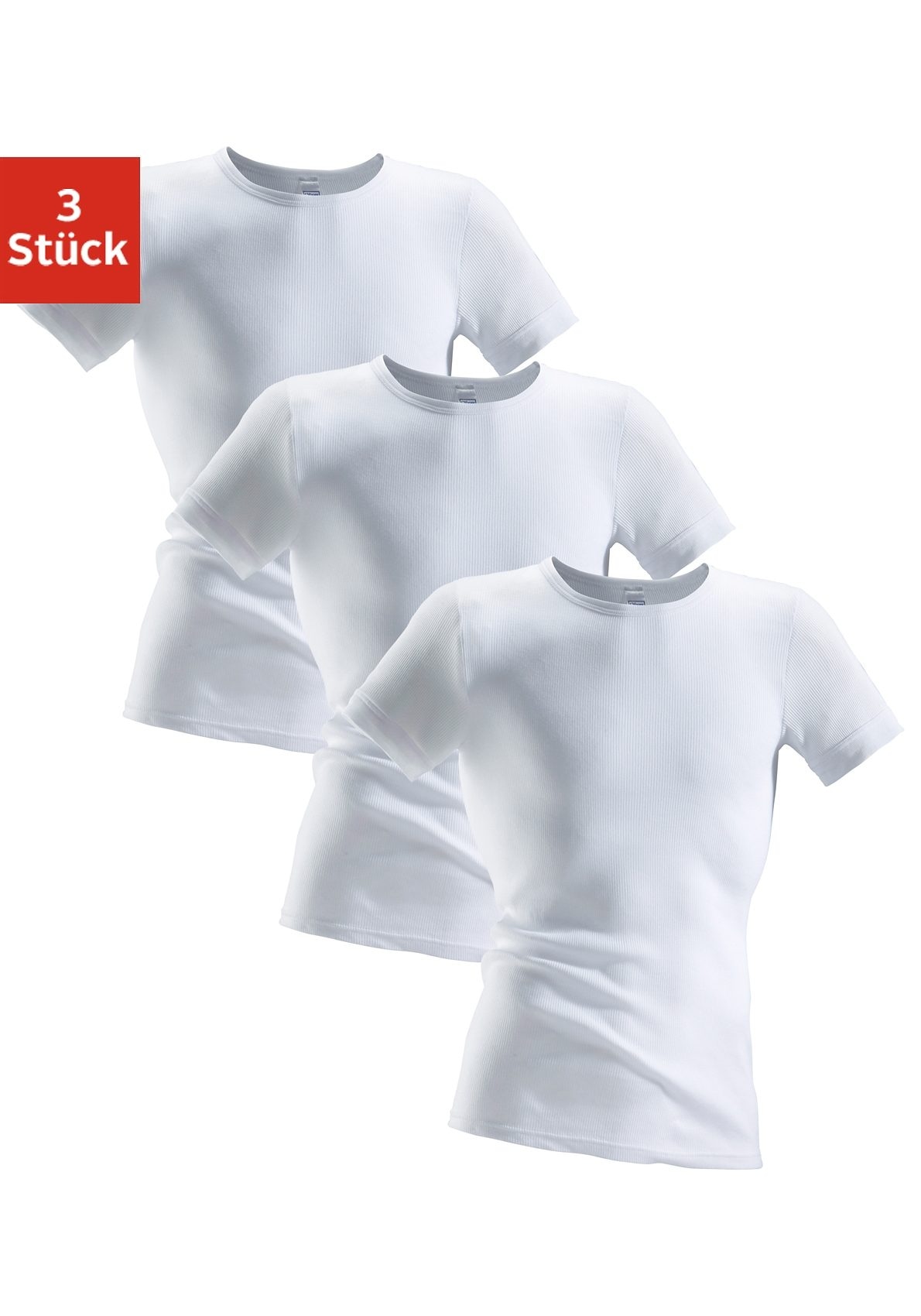 Image of Clipper Unterhemd 3 Stk. aus Doppelripp, T-Shirt, Unterziehshirt, Kurzarm T-Shirt