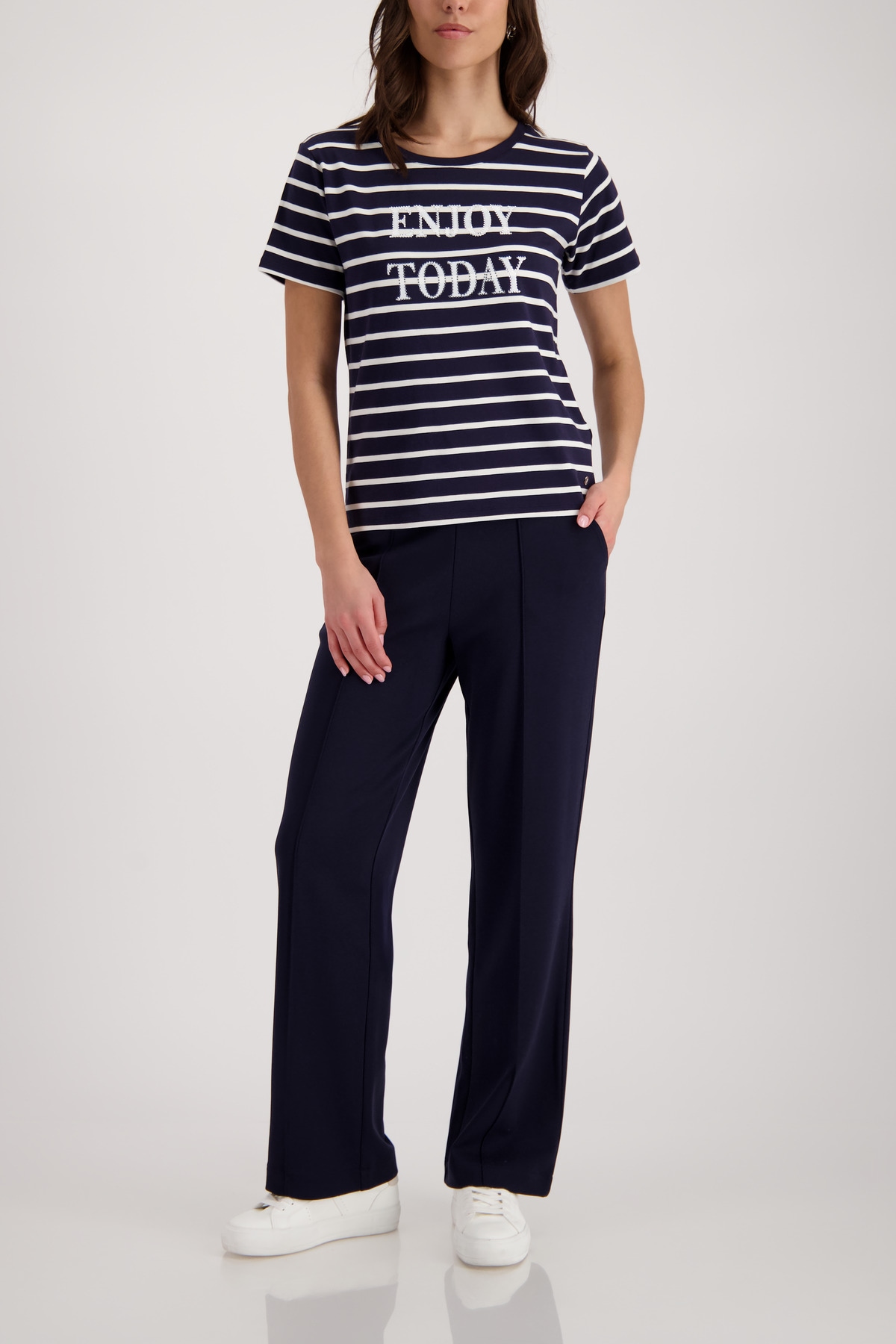 Monari Rundhalsshirt mit Streifen