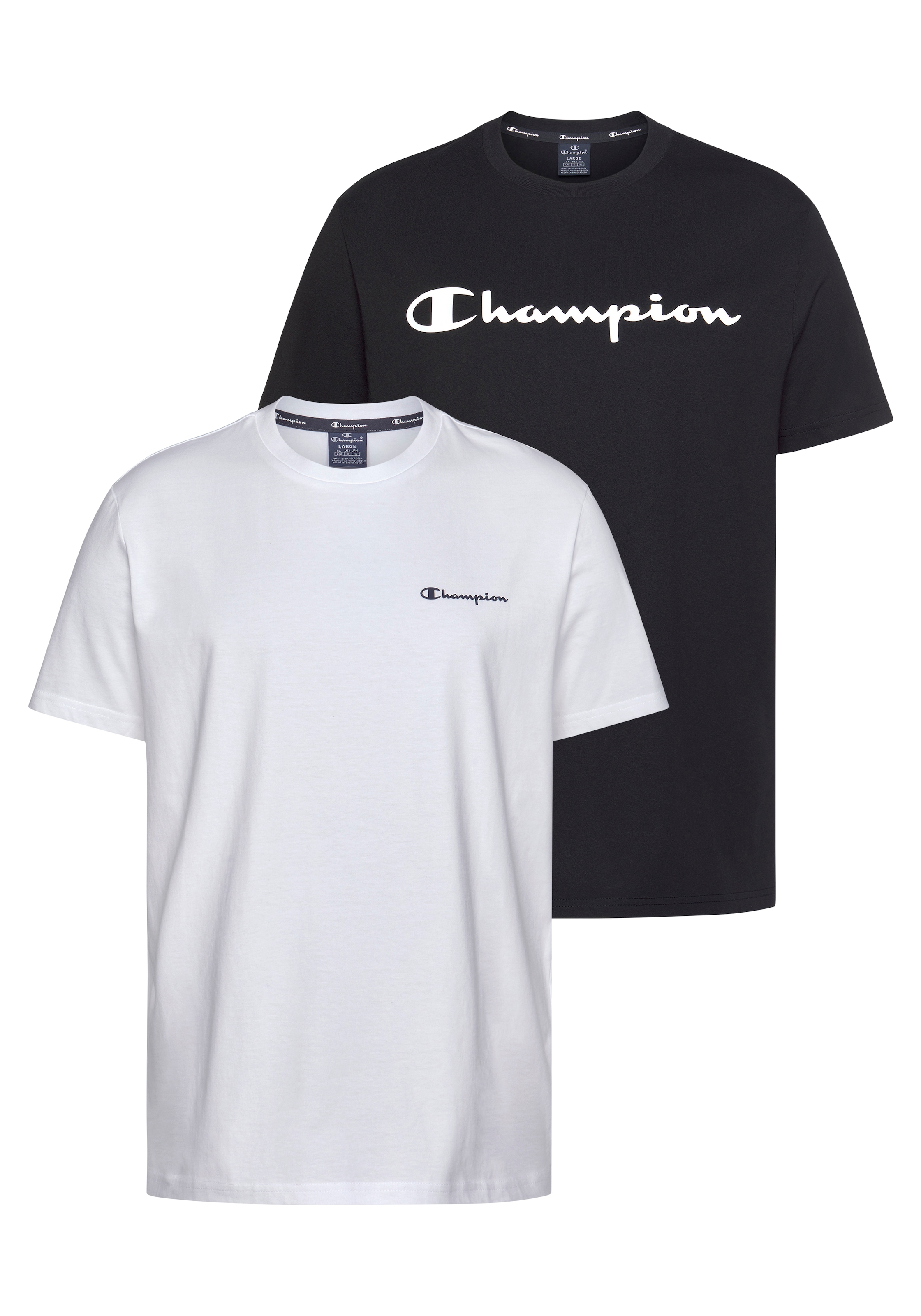 Image of Champion T-Shirt Packung, 2er-Pack, 2er-Pack, mit Rundhalsausschnitt, aus Baumwolle, Kurzarm