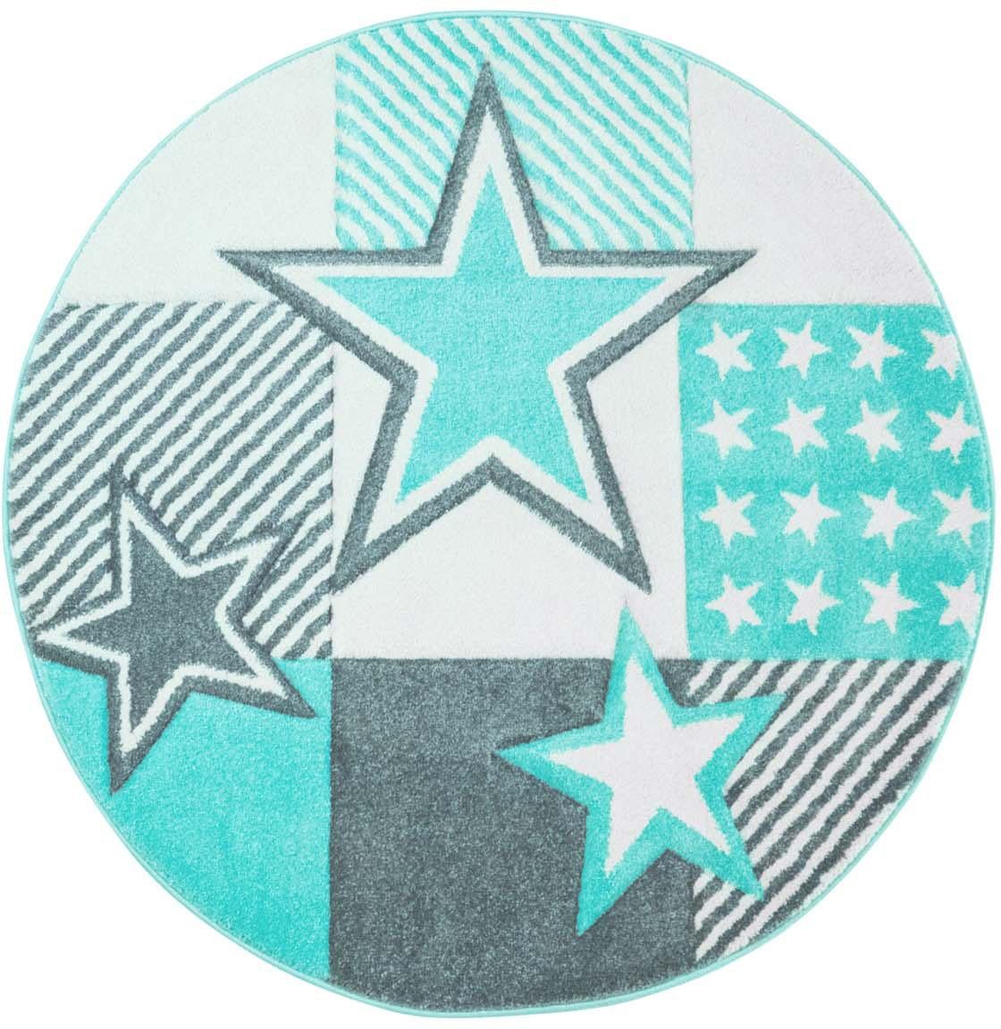 Image of Carpet City Kinderteppich »Bueno Kids 1451«, rund, 13 mm Höhe, Spielteppich, Sterne, 3D-Effekt, Weicher Flor, Pflegeleicht, Kinderzimmer bei Ackermann Versand Schweiz