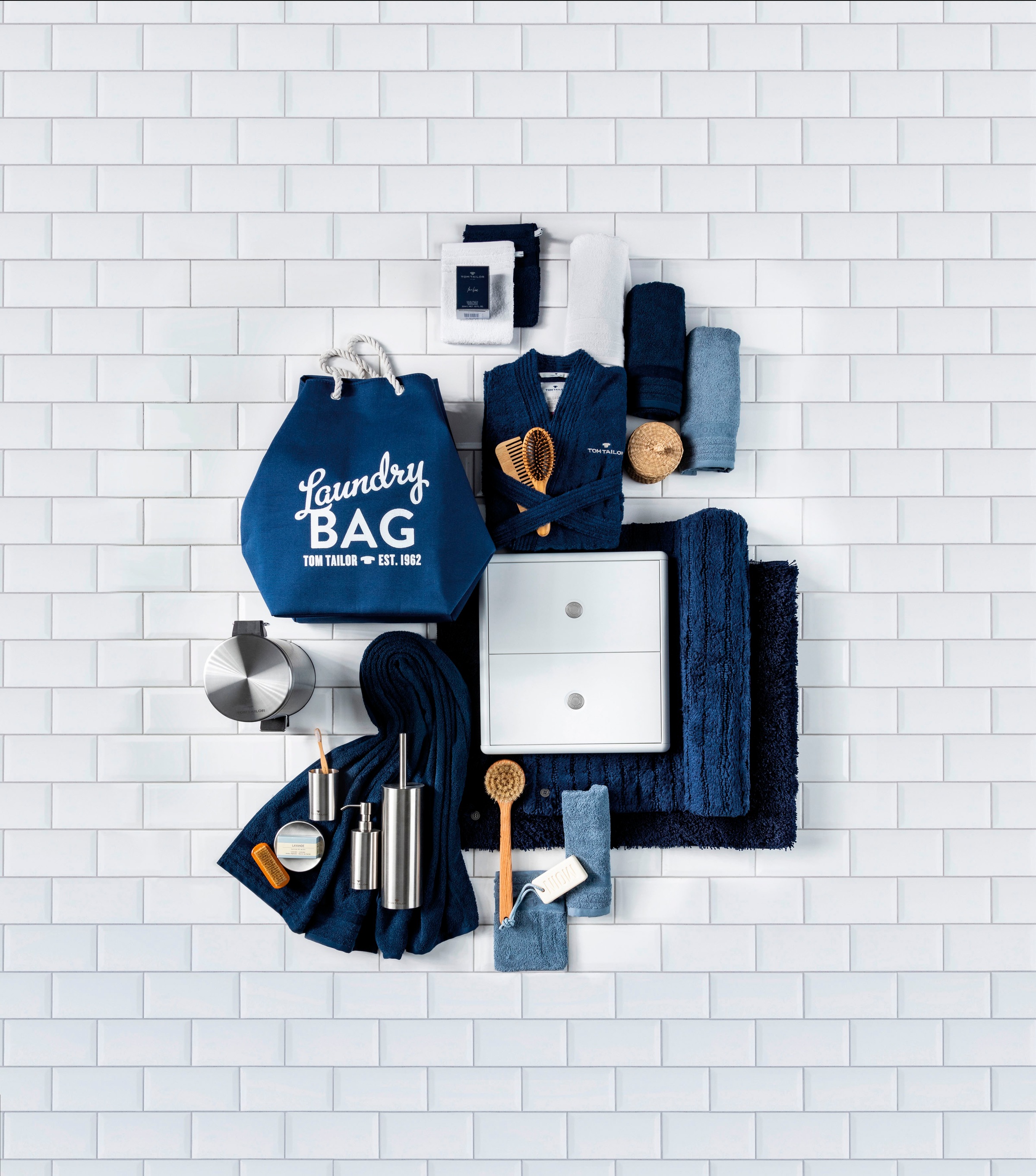 TOM TAILOR HOME Badematte »Cotton Stripes« Höhe 20 mm rutschhemmend beschichtet fussbodenheizungsgeeignet | strapazierfähig Uni Farben, gestreift, reine Baumwolle, Hoch-Tief Effekt