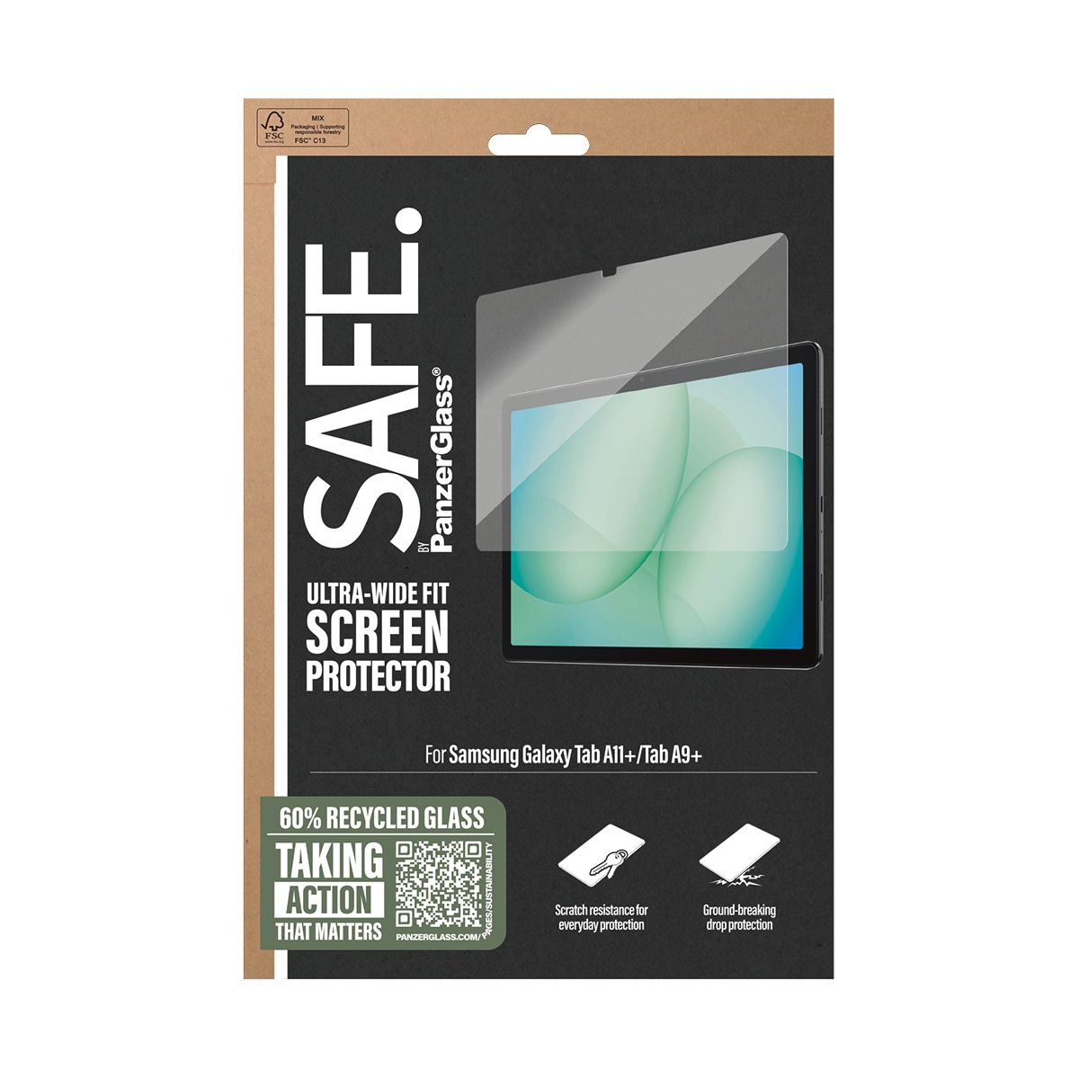 SAFE by PanzerGlass Verre de protection d'écran »Ultra-Wide Fit Screen Protector« für Samsung Galaxy Tab A11+;Samsung Galaxy Tab A9+ Displayschutzfolie, Schutzfolie, Bildschirmschutz, kratz- & stossfest