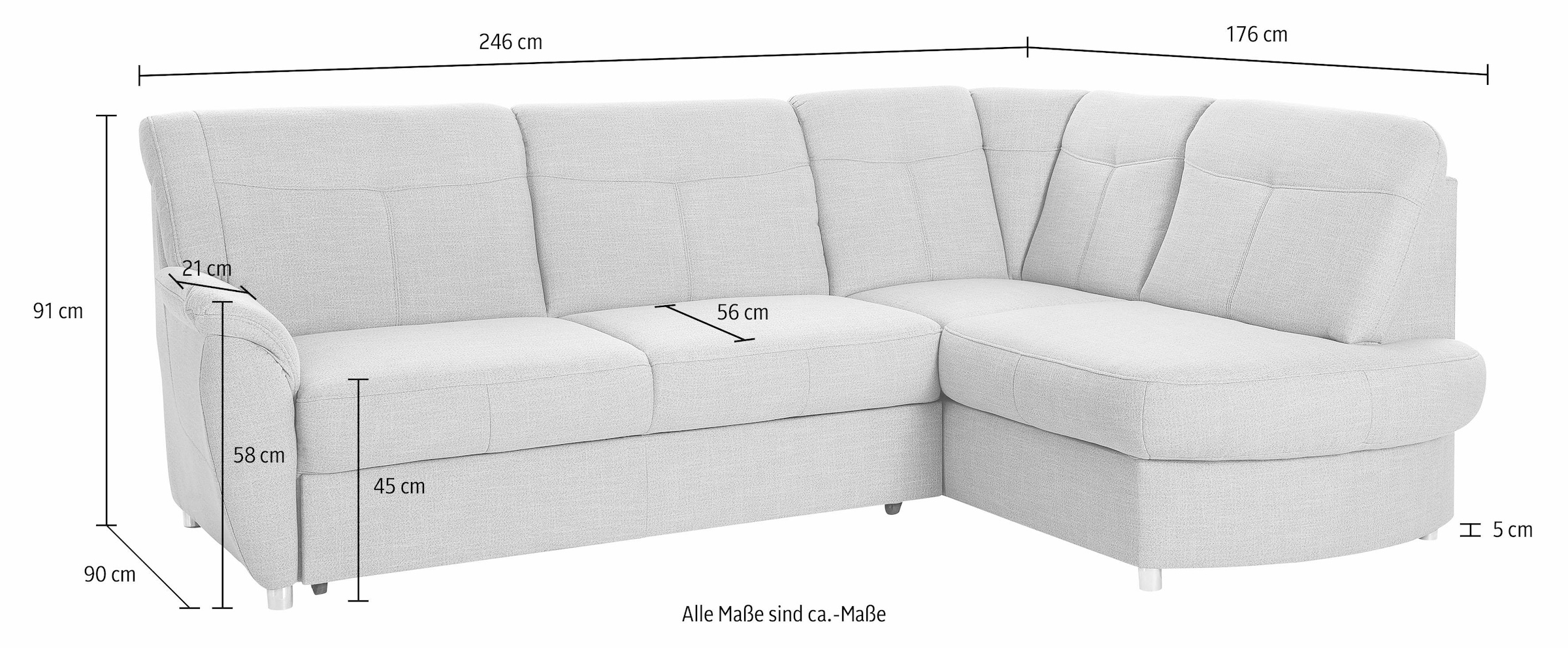 sit&more Ecksofa »Sonoma L-Form« wahlweise mit Bettfunktion und Bettkasten