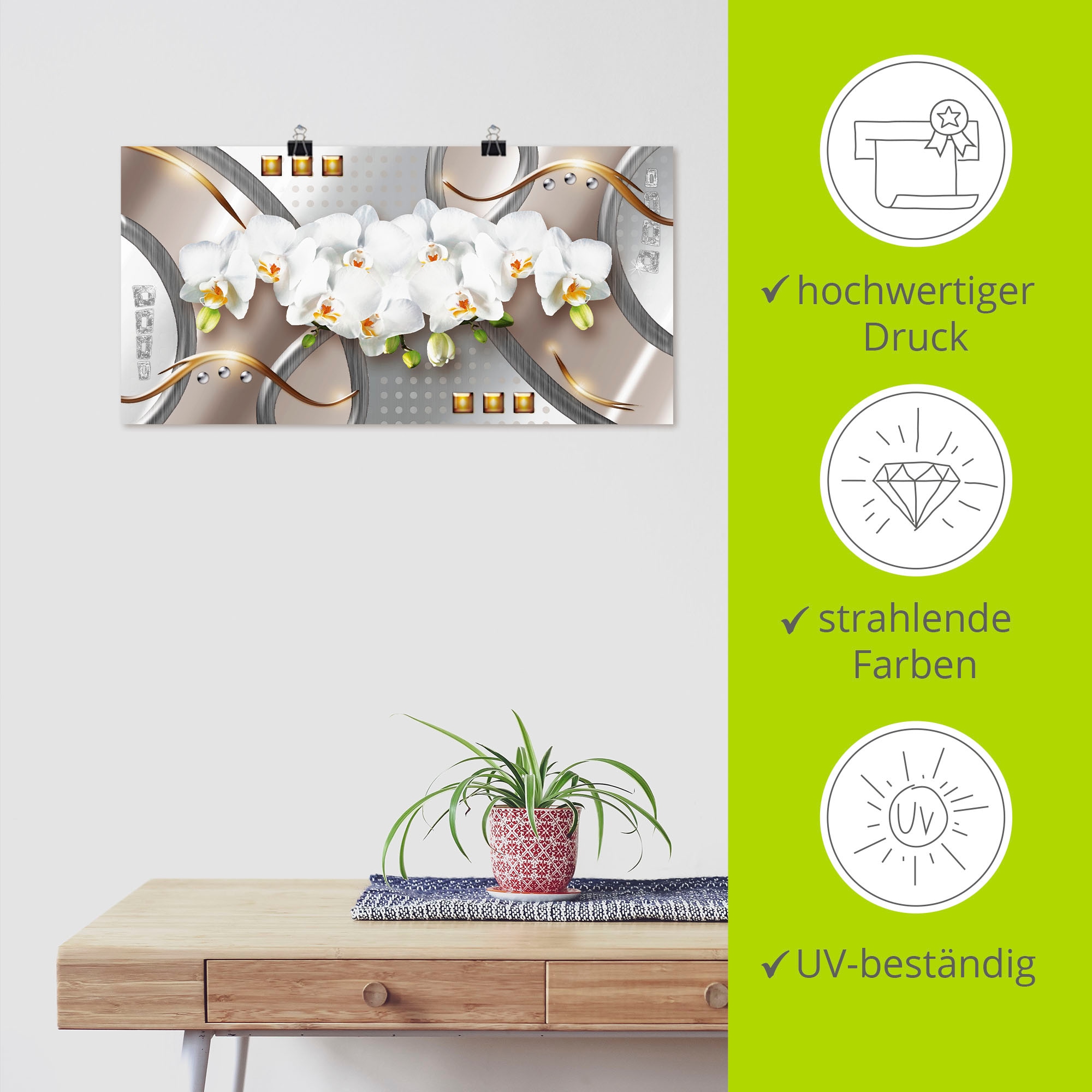 Artland Wandbild »Orchideen mit Elementen«, Blumen, (1 St.), als Leinwandbild, Poster in verschied. Grössen