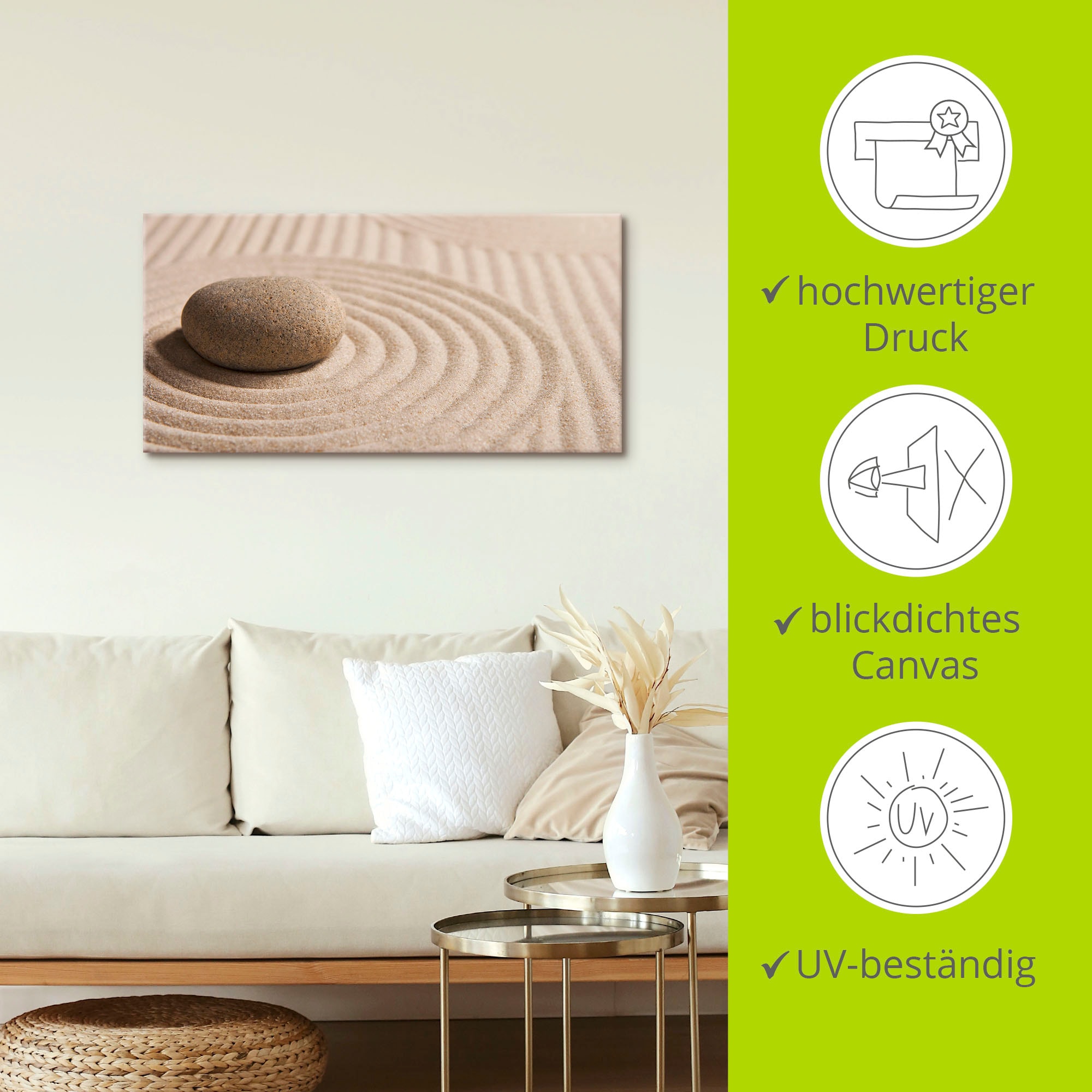 Artland Wandbild »Mini Zen Garten - Sand«, Zen, (1 St.), als Leinwandbild, Poster, Wandaufkleber in verschied. Grössen