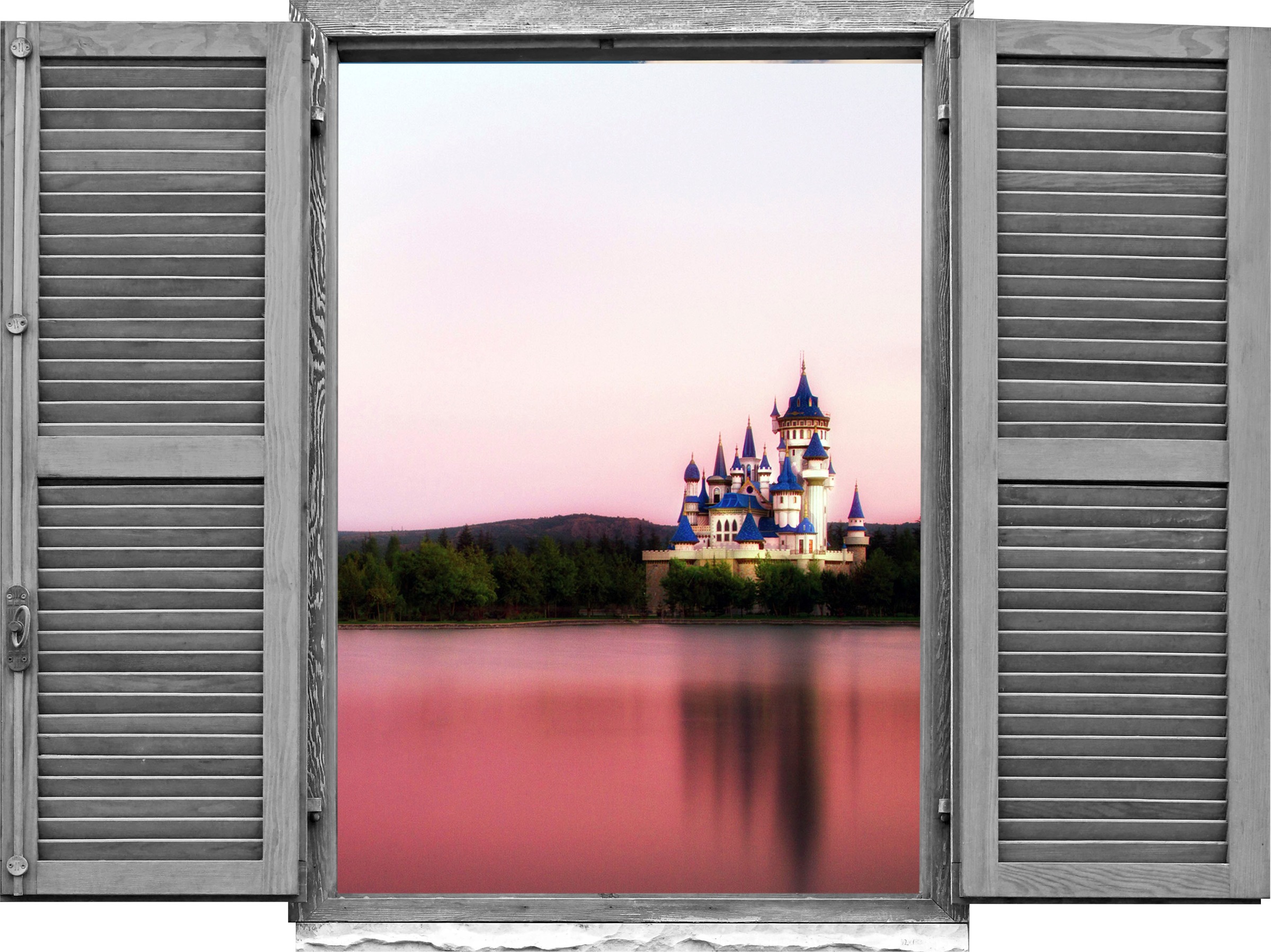 Image of queence Wandtattoo "Schloss" Wandsticker, Wandbild, selbstklebend, 3D, Fenster