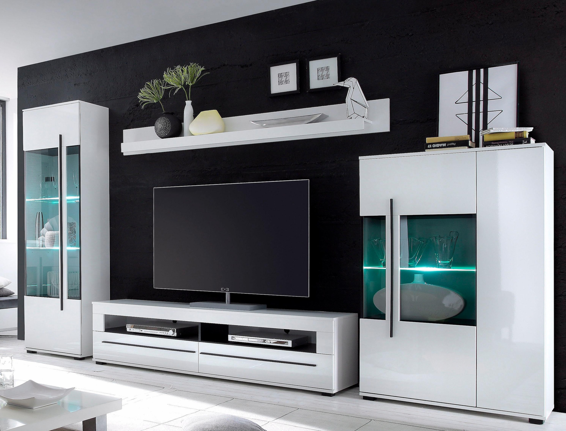 INOSIGN Wohnwand »Cantara, moderne Anbauwand, Wohnzimmer-Set, in Eiche Evoke oder Weiss«, (Set, 4 St.)