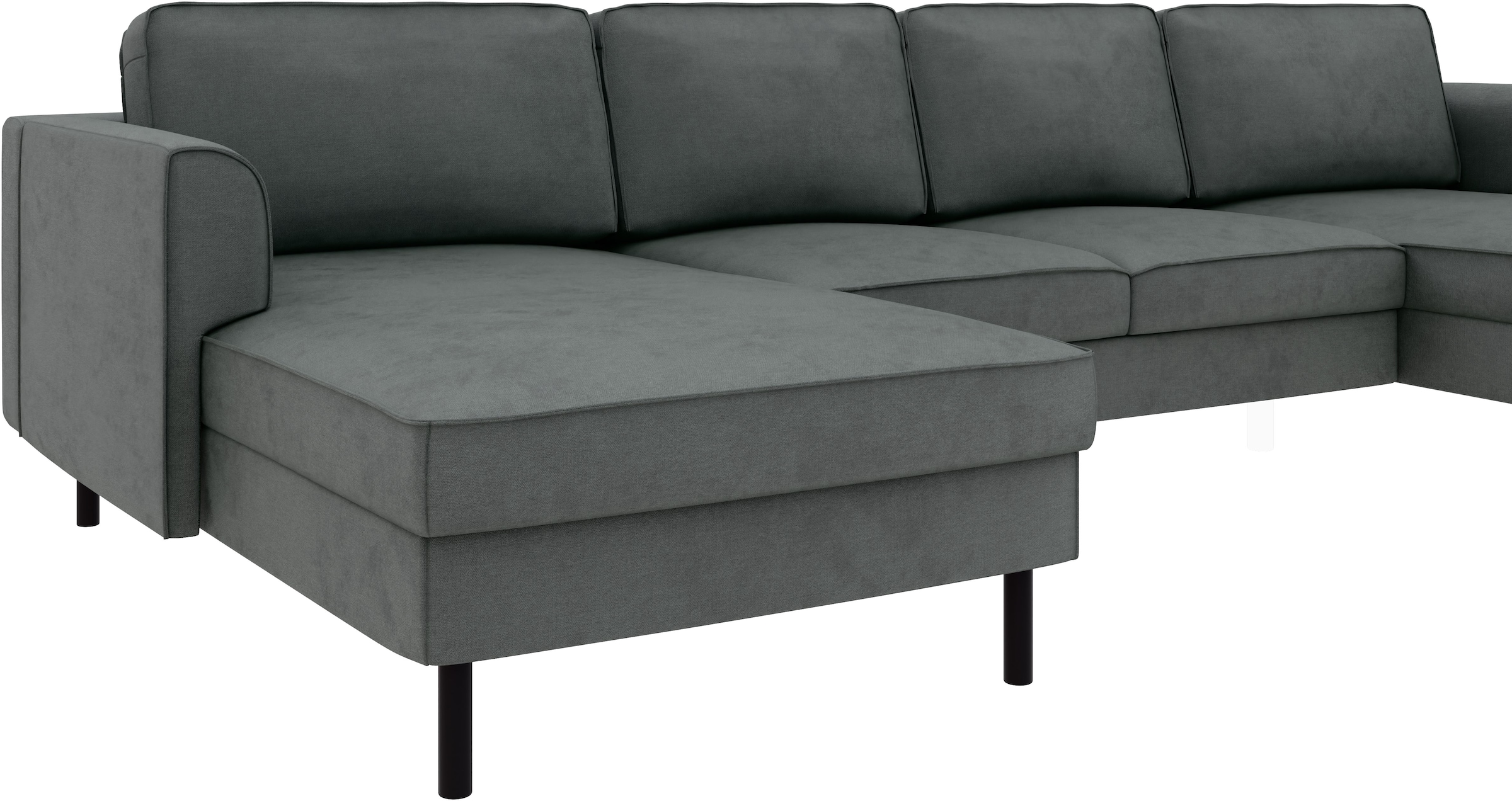 Home affaire Wohnlandschaft »Booster II, whlw. mit Schlaffunktion & Bettkasten, Fuss schwarz« Sofa in U-Form, Breite 305 cm, in Cord oder Struktur LEO o. LINO