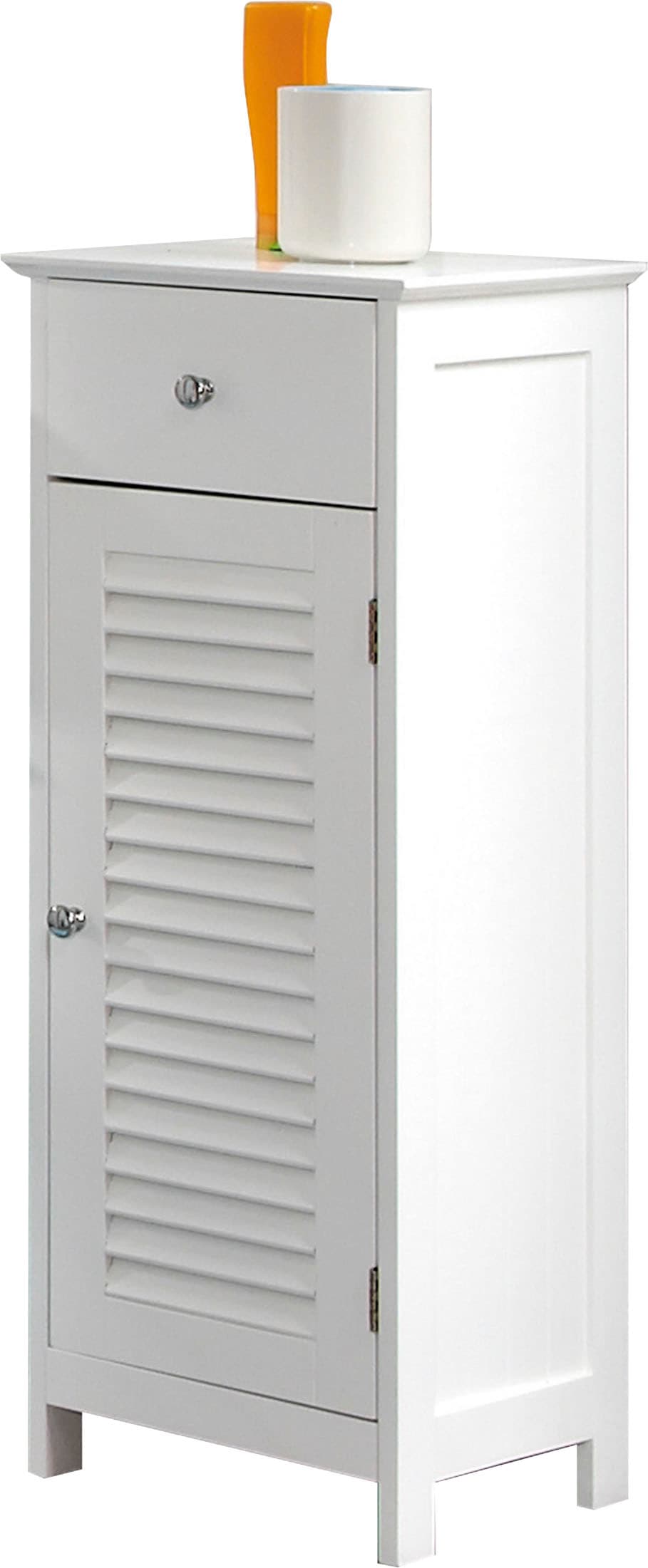 Saphir Armoire basse »Quickset 928 Badschrank mit 1 Tür, 1 Schublade, 1 Einlegeboden, Weiss« meuble sous lavabo 32 cm de large, poignées boutons, style campagne