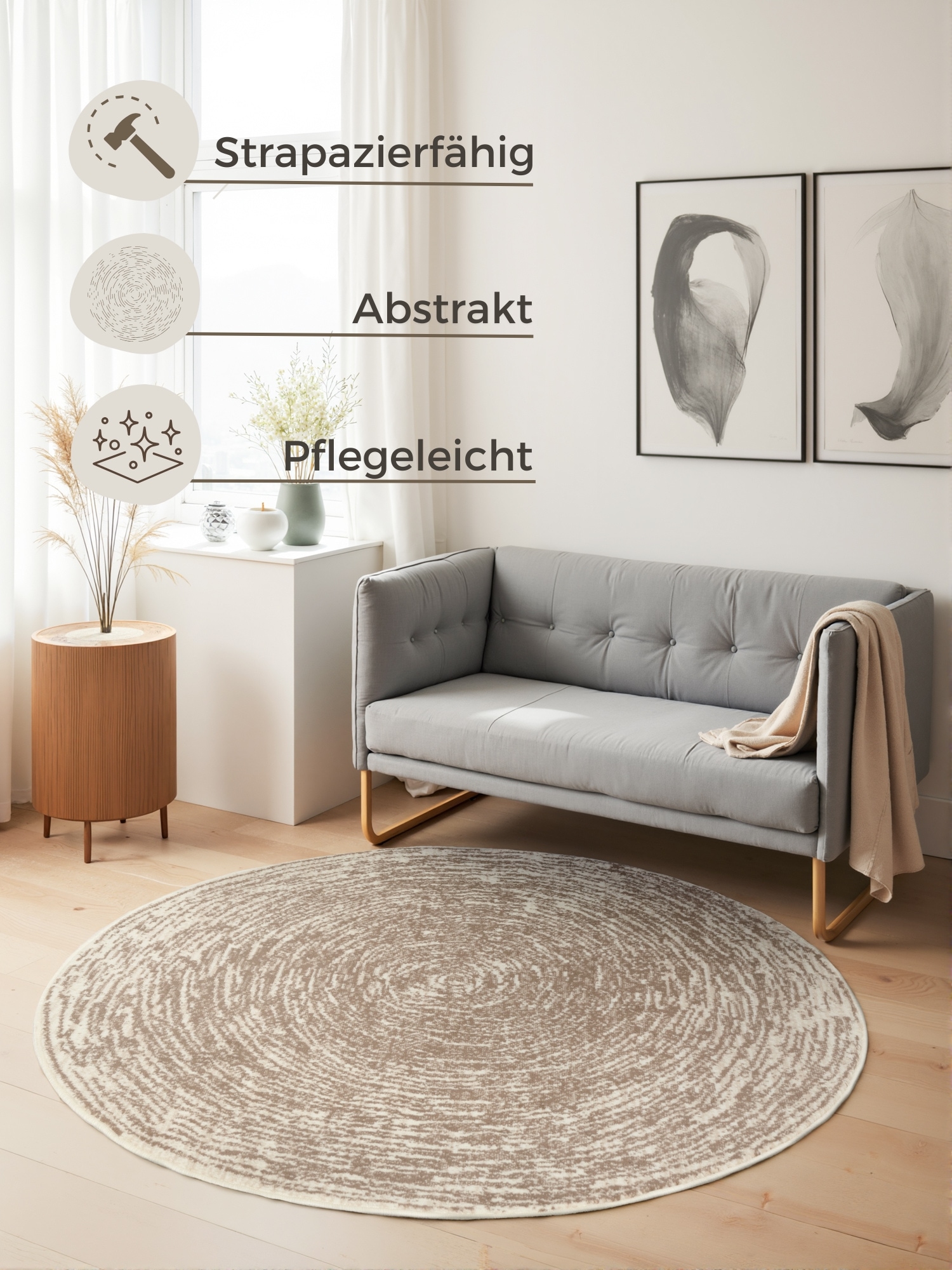 HANSE Home Tapis »Cavallo« Rond 9 mm Höhe Wohnzimmer, Schlafzimmer, Flur, Kurzflor, meliert, Vintage, weich