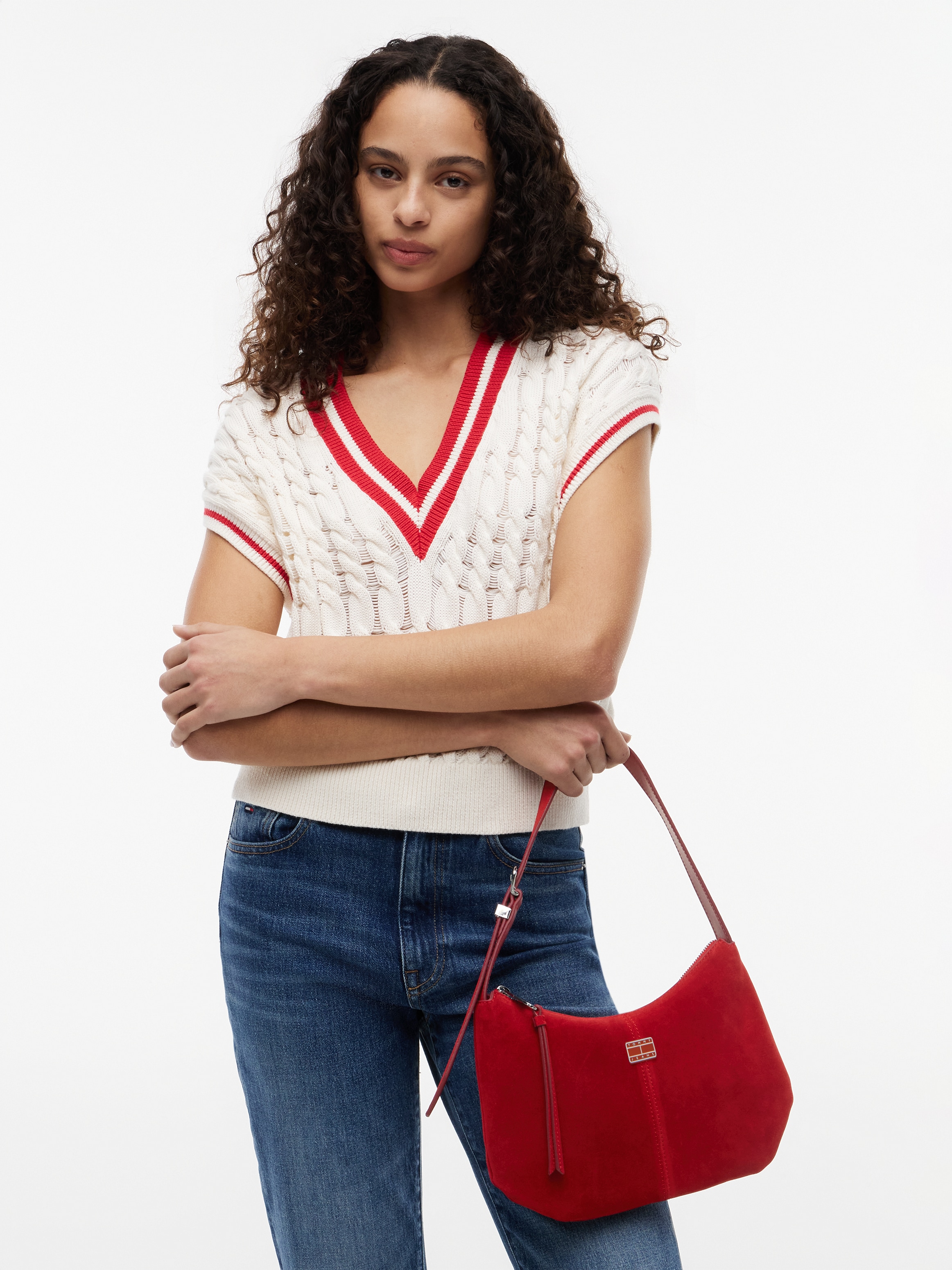 Tommy Jeans Sac à bandoulière »TJW SLOUCHY SUEDE SHOULDER BAG« sac de transport, sac bandoulière, sac à main avec couture décorative